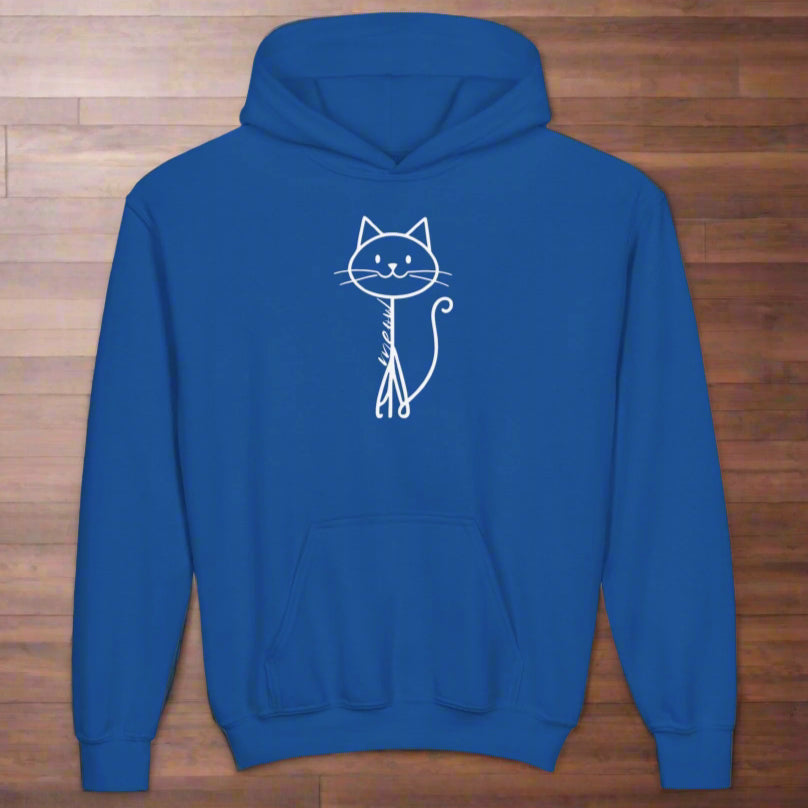 Adorable Stick Cat Youth Hoodie