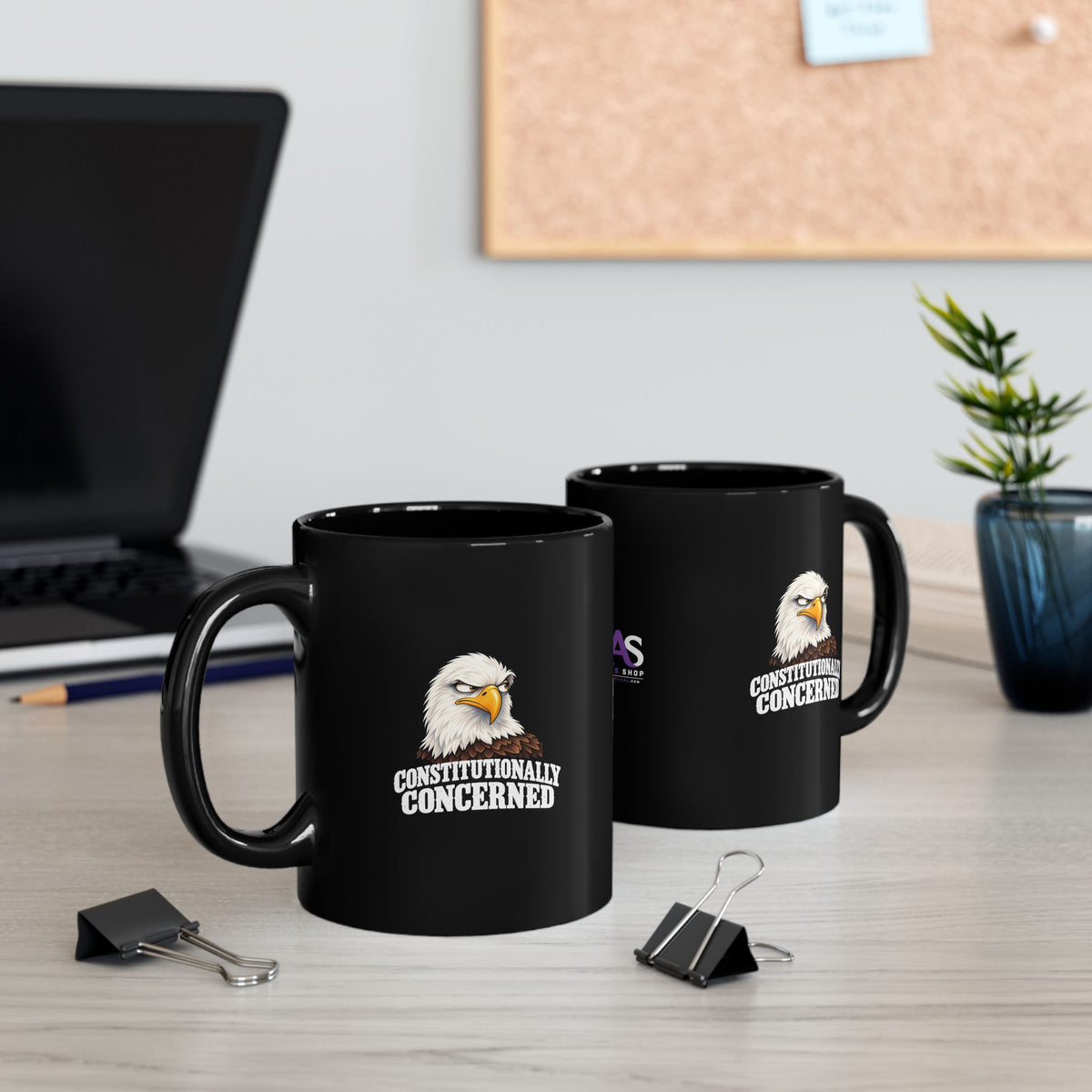 Constitutionally Concerned Black Ceramic Mug | Political Humor Coffee Cup | 11 oz & 15 oz
