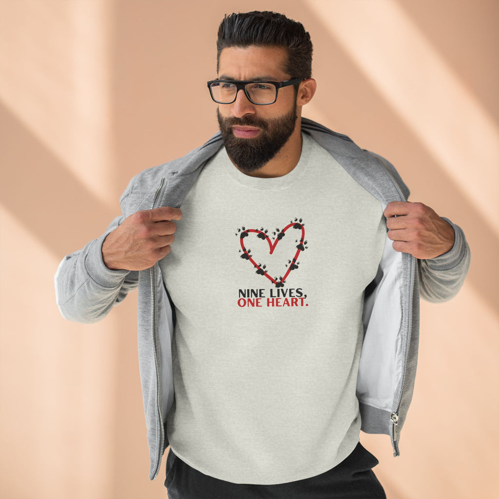 Nine Lives, One Heart – Cat Lover Sweatshirt