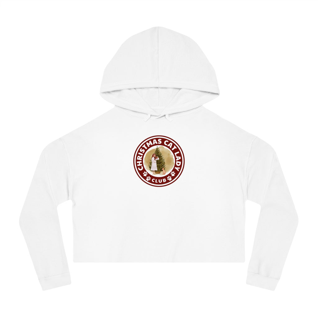 Christmas Cat Lady Club Women’s Cropped Hooded Sweatshirt