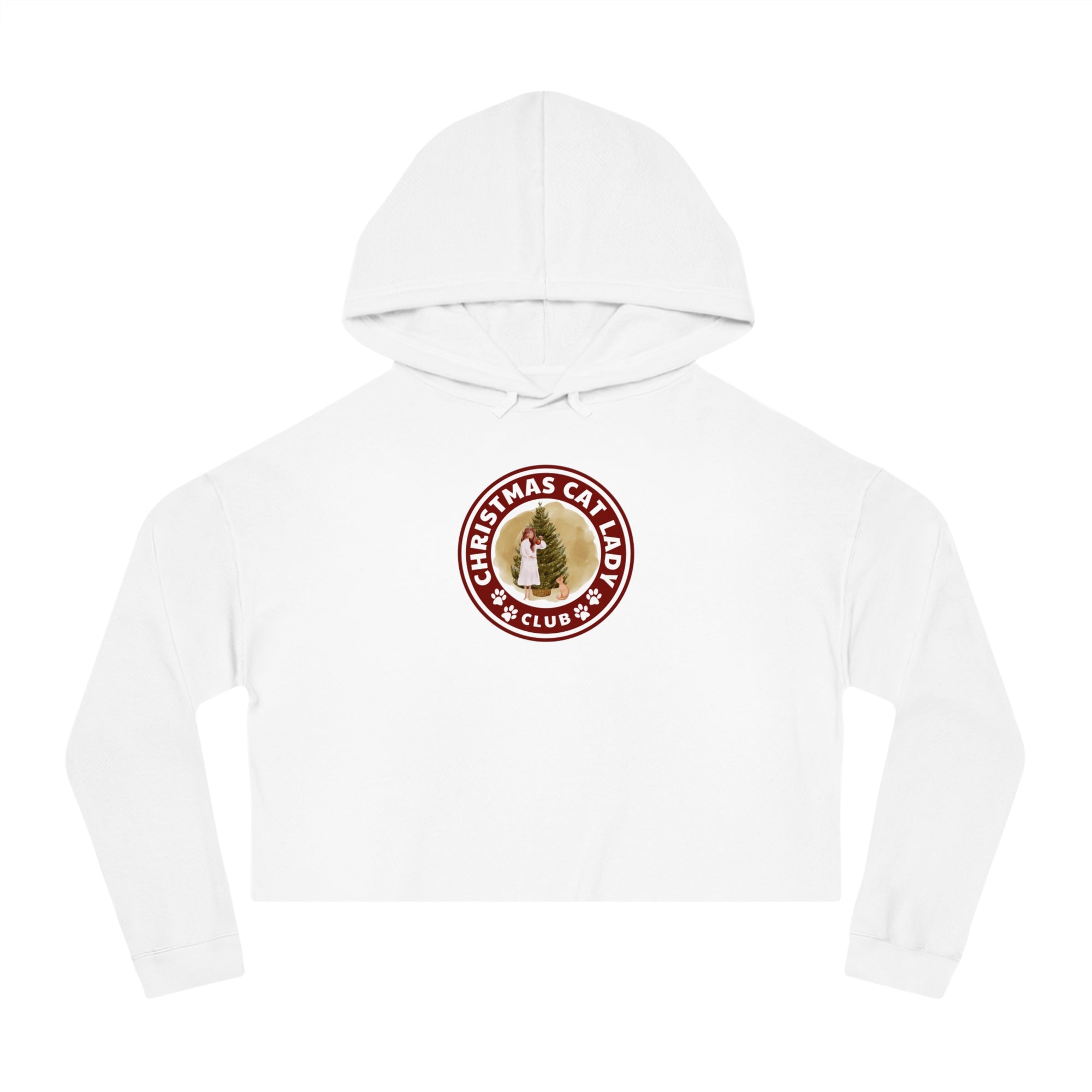 Christmas Cat Lady Club Women’s Cropped Hooded Sweatshirt
