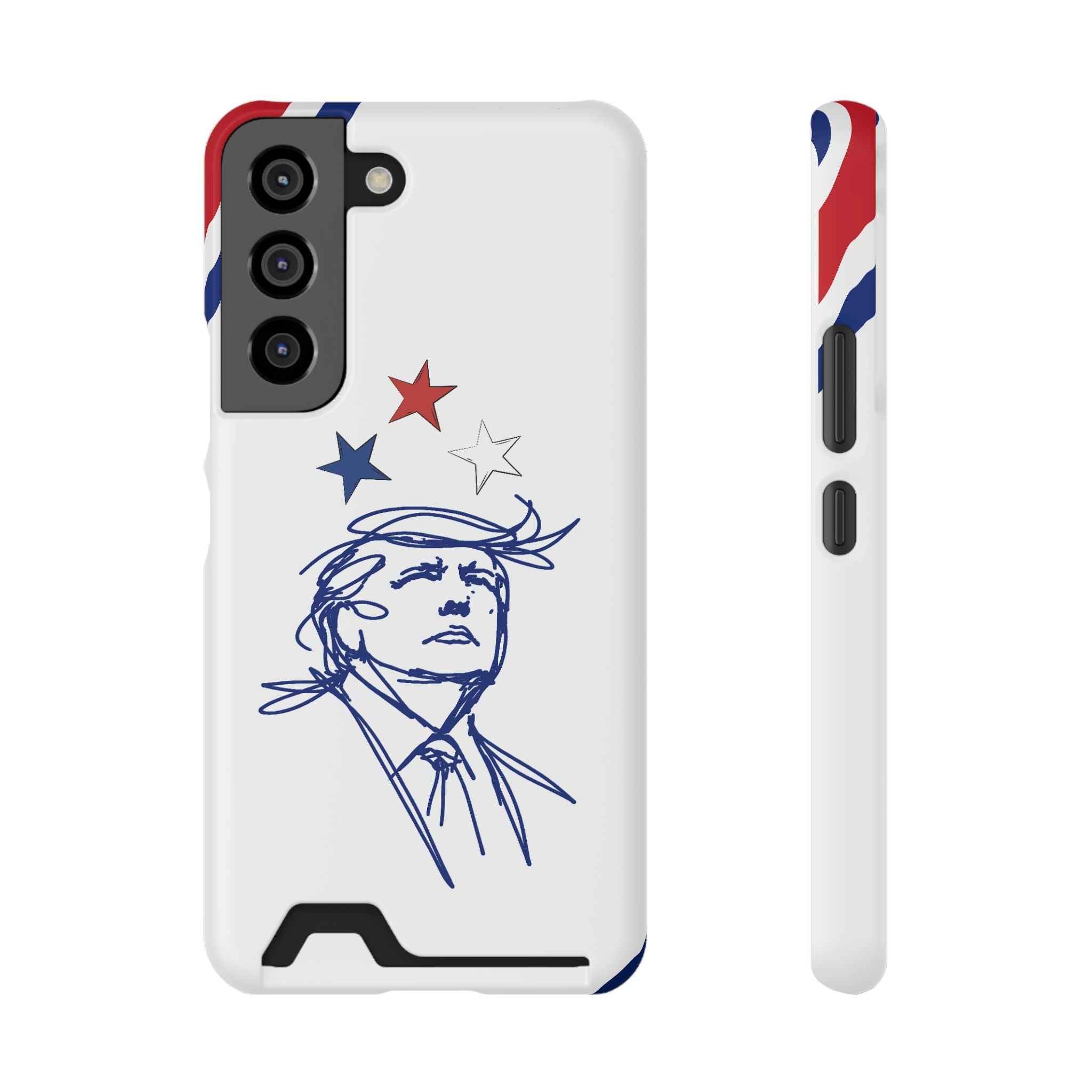 Swoop Guy Samsung Galaxy Case – Minimal Line Portrait Patriotic Design, Slim Protective Case with Card Slot