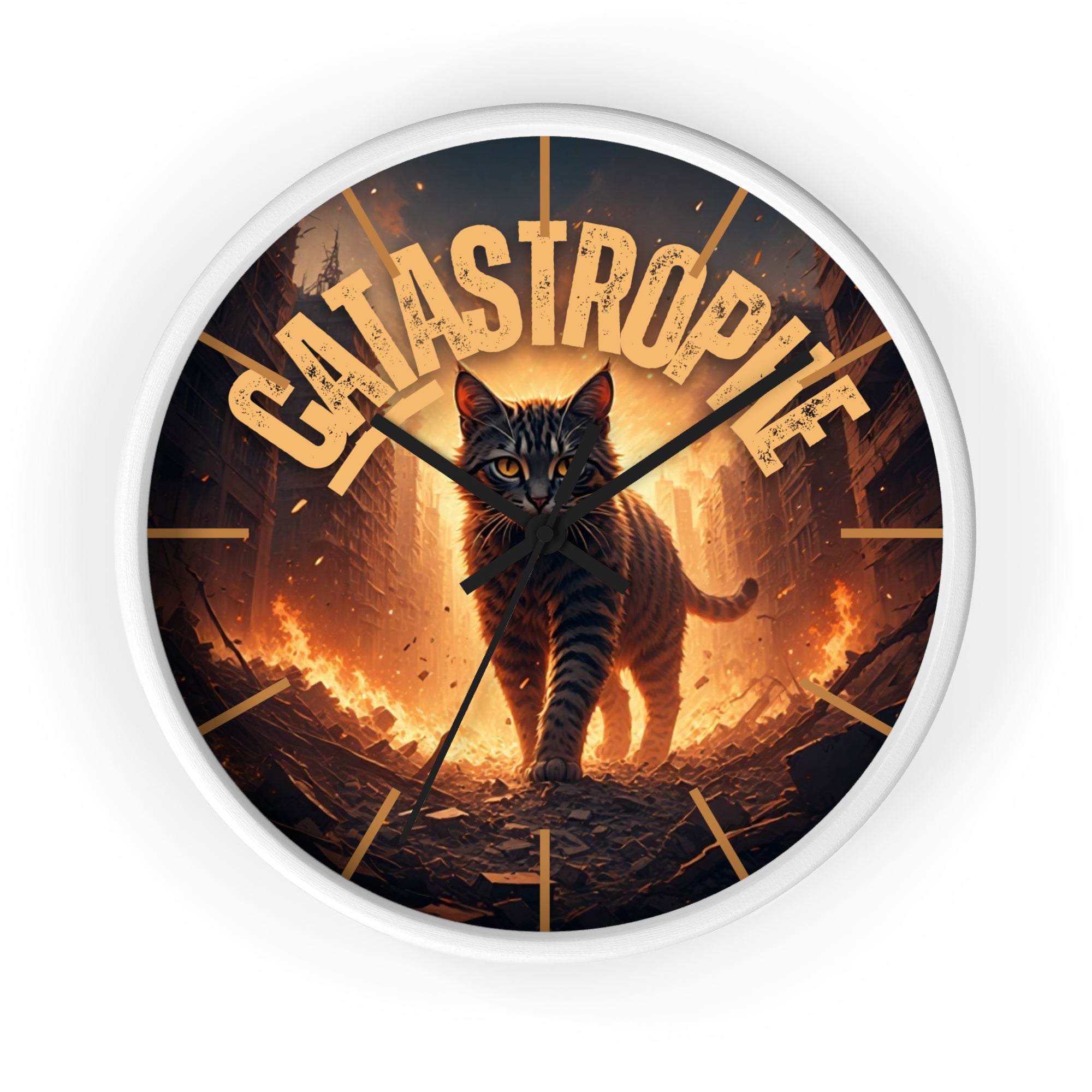 Catastrophe Cat Wall Clock, Unique Home Decor