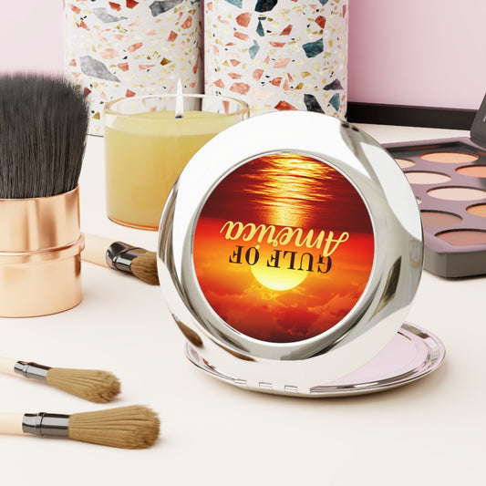 Gulf of America Compact Travel Mirror - Sunset Design for On-the-Go Glam Printify