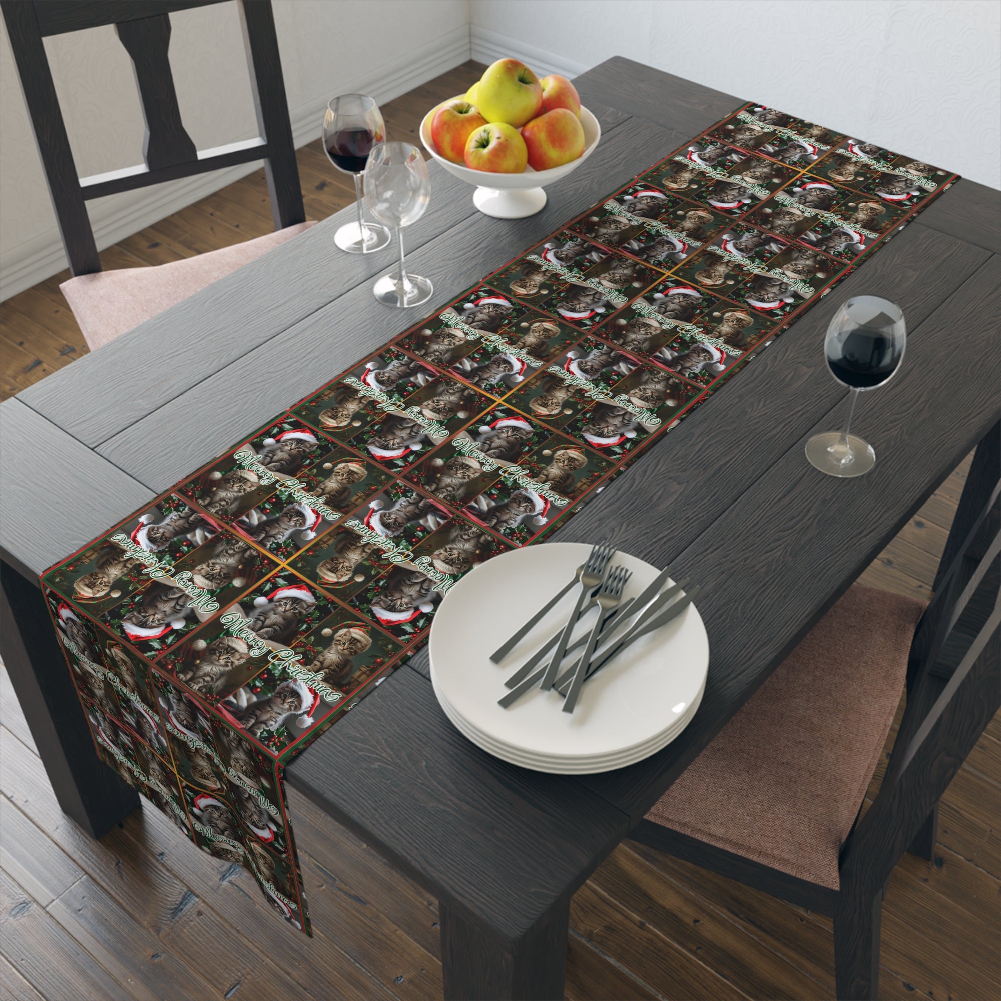 Meowy Christmas Festive Table Runner