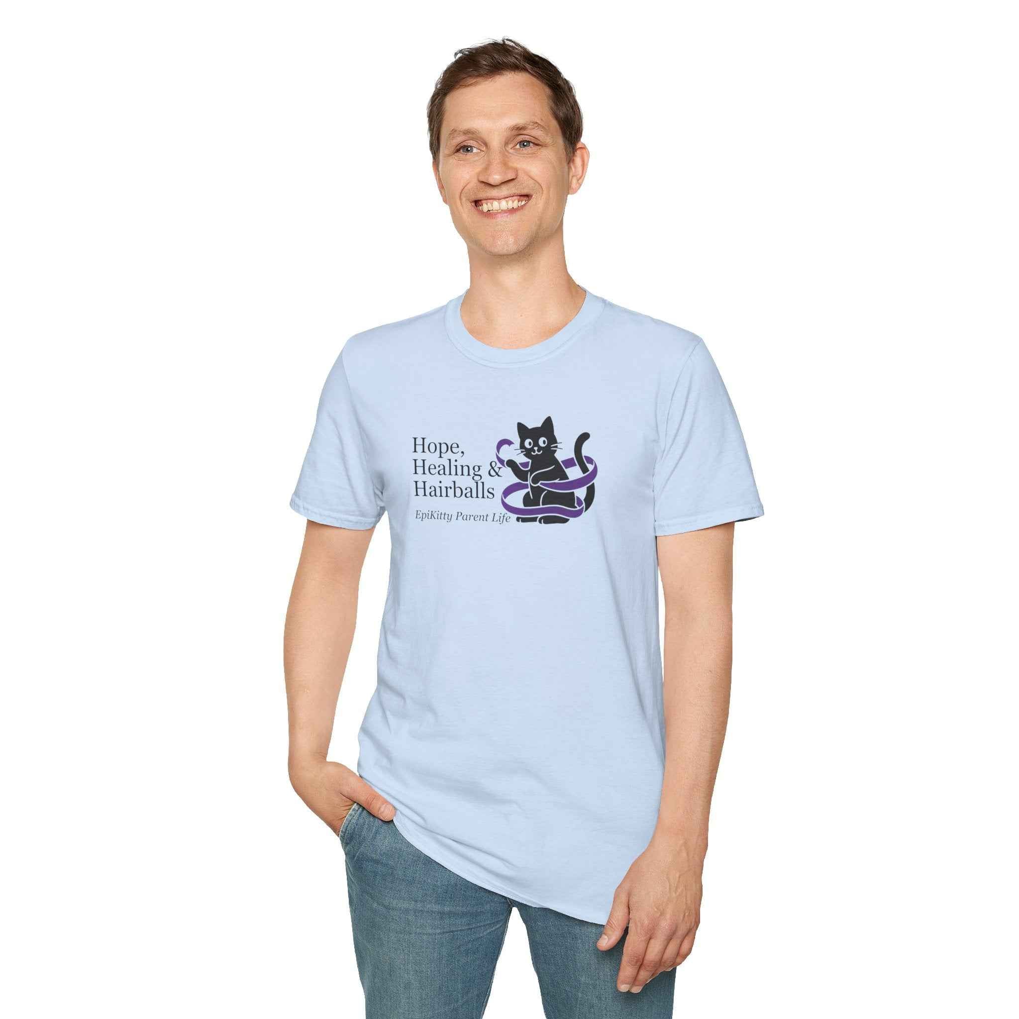 Hope, Healing & Hairballs Cat T-Shirt – Epikitty Parent Awareness Tee