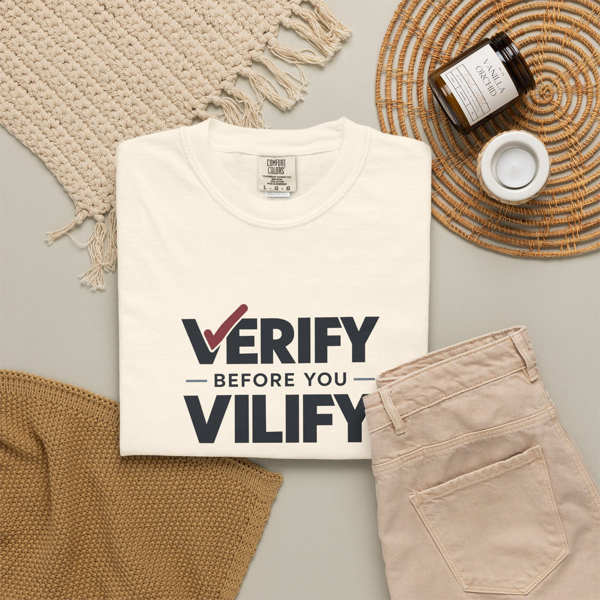 Verify Before You Vilify Garment-Dyed T-Shirt | Fact Check Graphic Tee