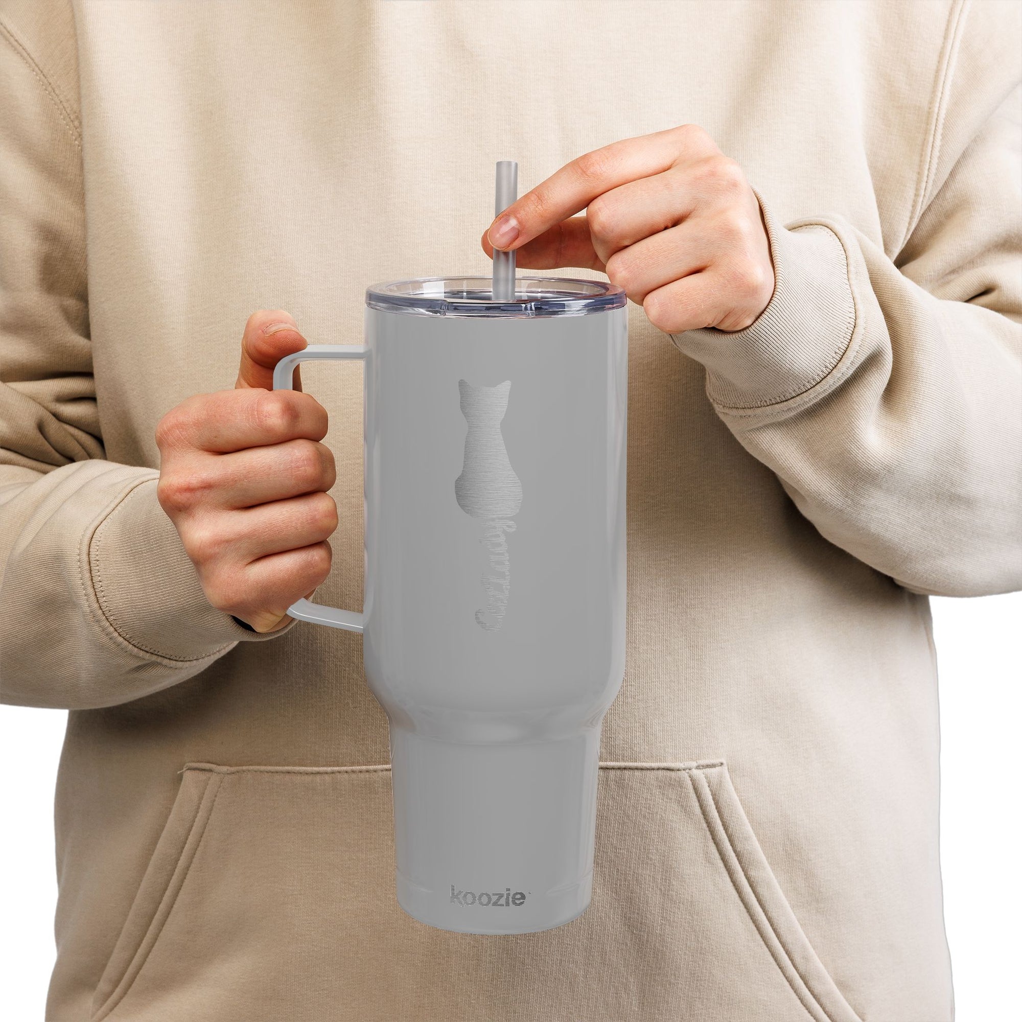 Engraved Cat Lover Insulated 40oz Travel Mug, Stylish Drinkware