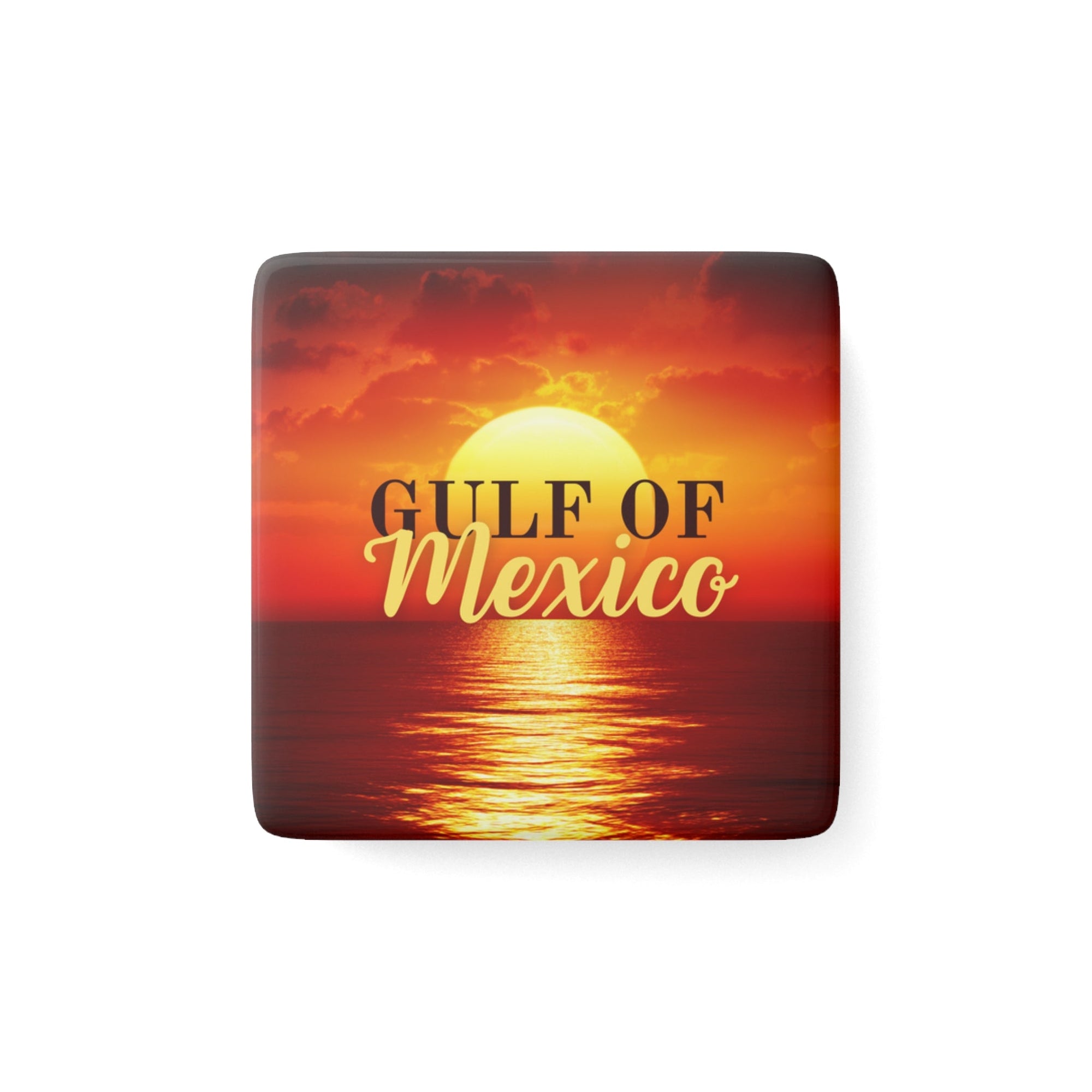 Gulf of Mexico Sunset Square Porcelain Magnet Printify
