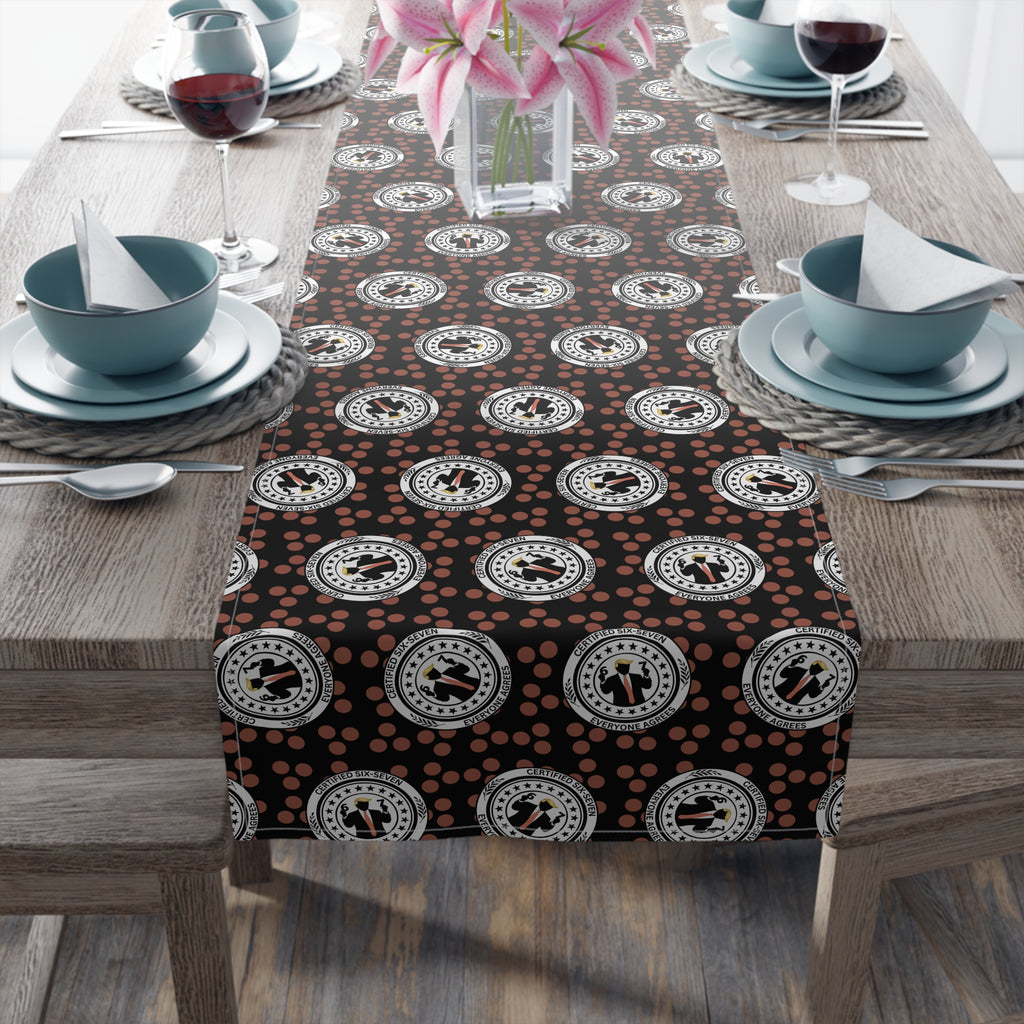 Certified Six Seven Table Runner – Political Parody Medallion Table Decor
