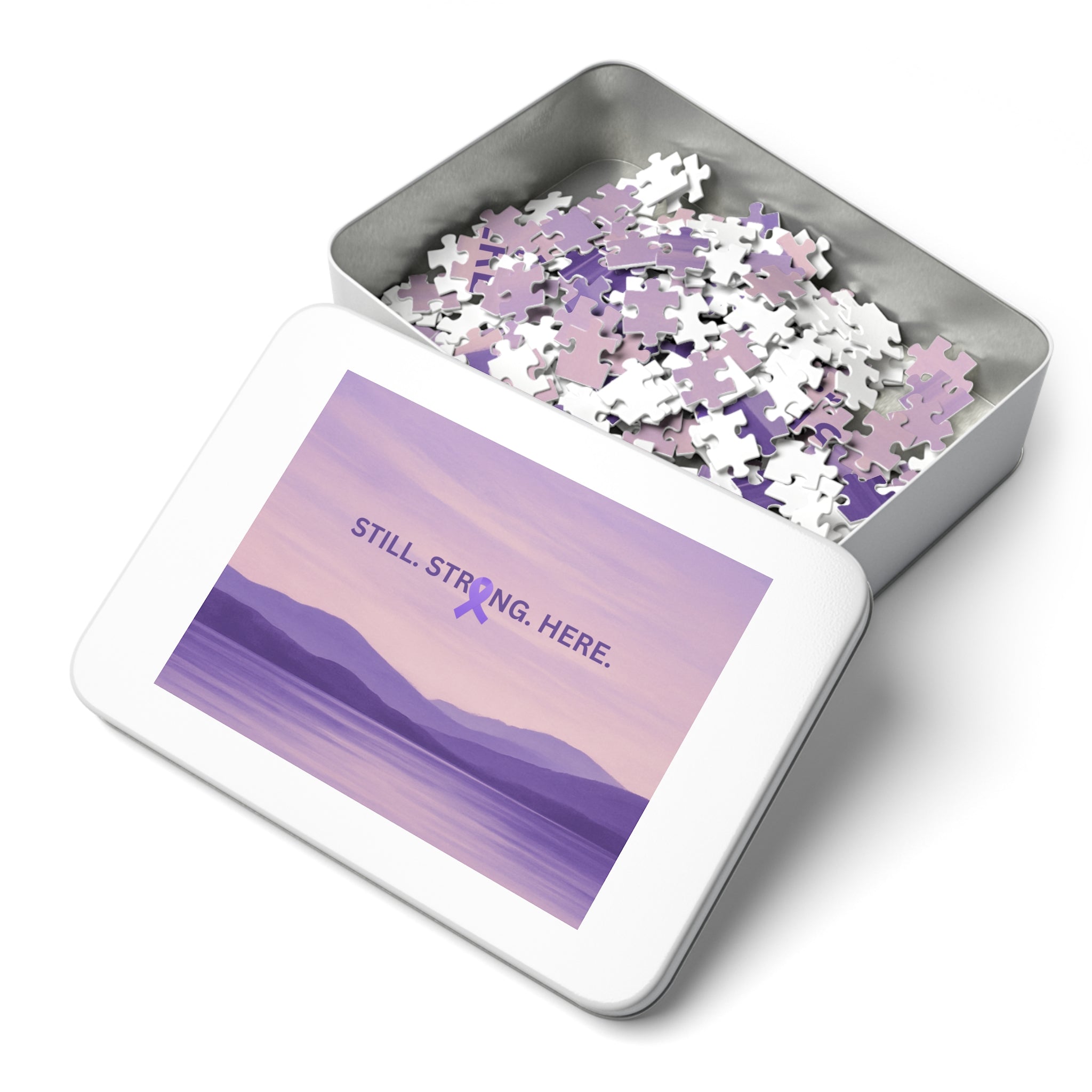 “Still. Strong. Here.” Epilepsy Awareness Jigsaw Puzzle — Lavender Horizon Design