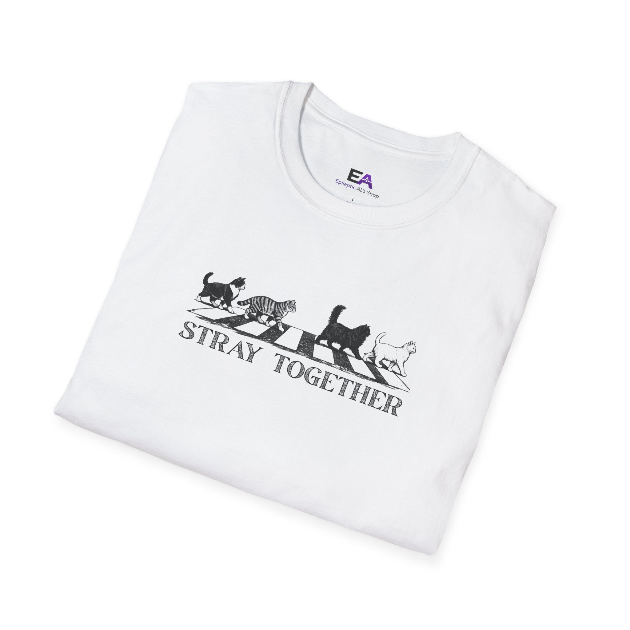 Stray Together Cat Crosswalk T-Shirt | Minimalist Cat Lover Graphic Tee