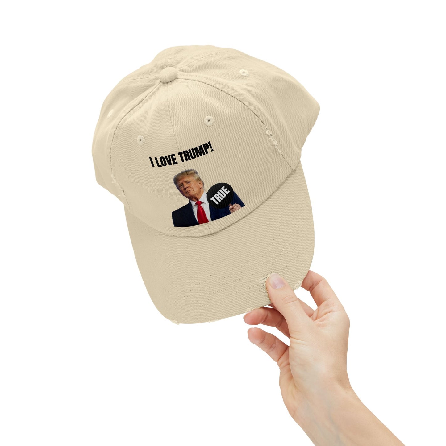 Trump True Sign Unisex Distressed Cap Printify