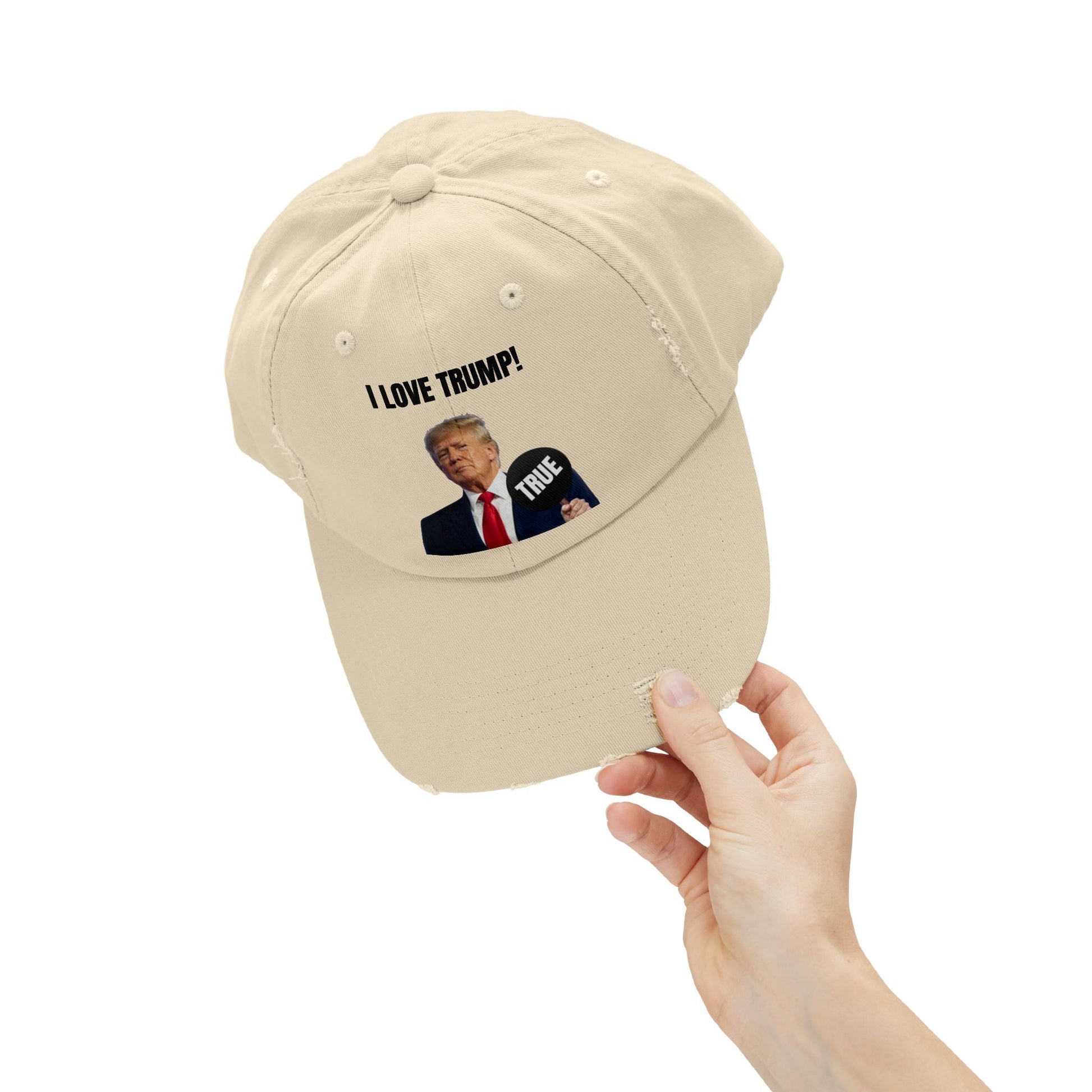 Trump True Sign Unisex Distressed Cap Printify