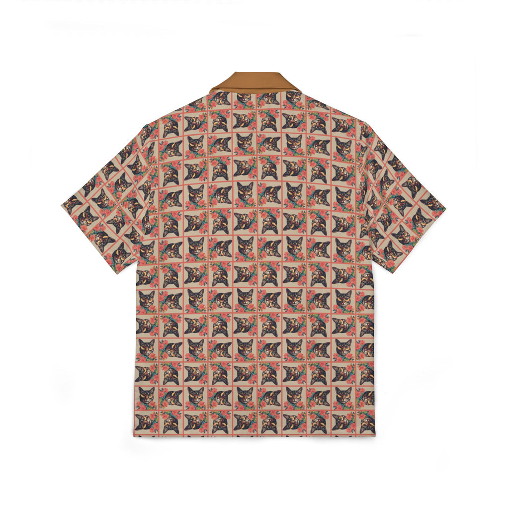 Four-Eyed Tropical Kitties Men's Hawaiian Camp Shirt