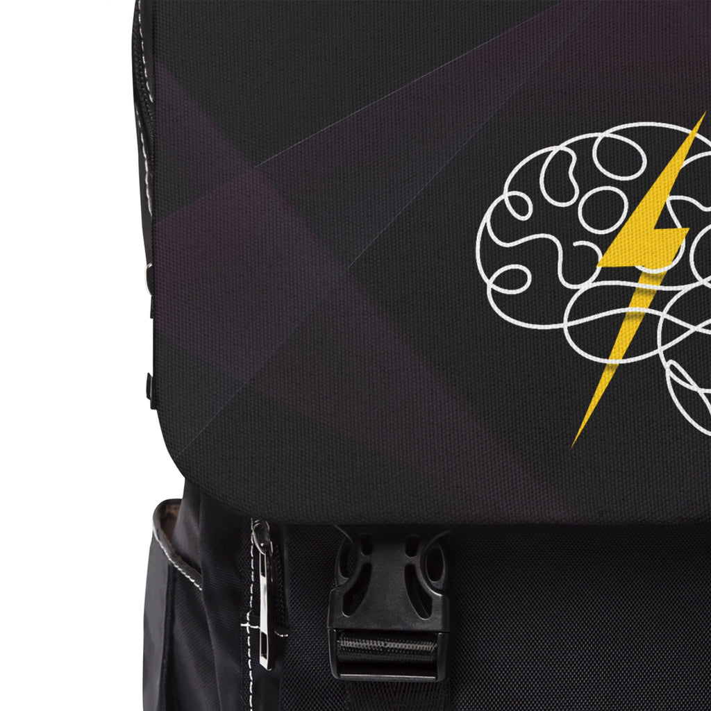 Brain Lightning Bolt Canvas Shoulder Backpack