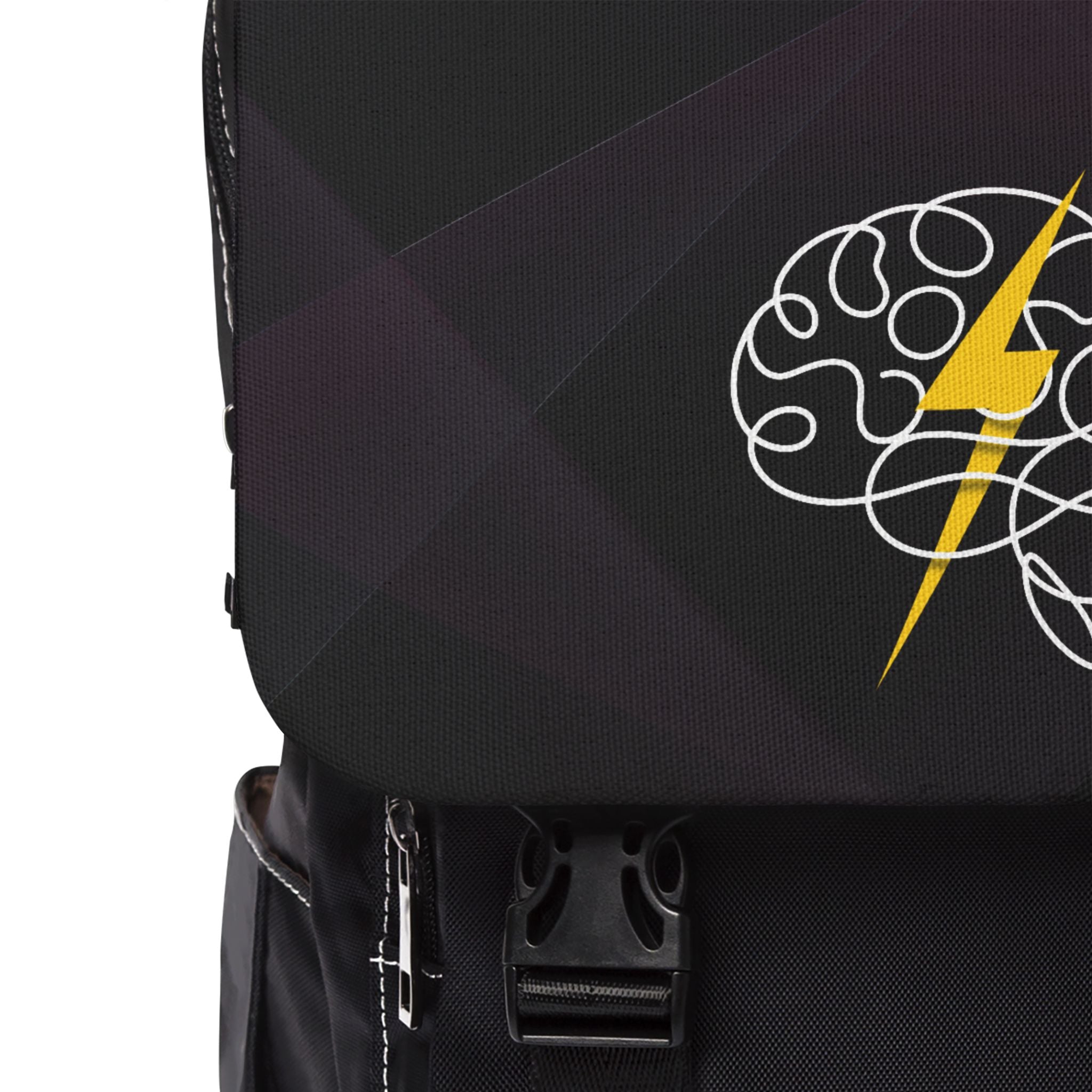 Brain Lightning Bolt Canvas Shoulder Backpack