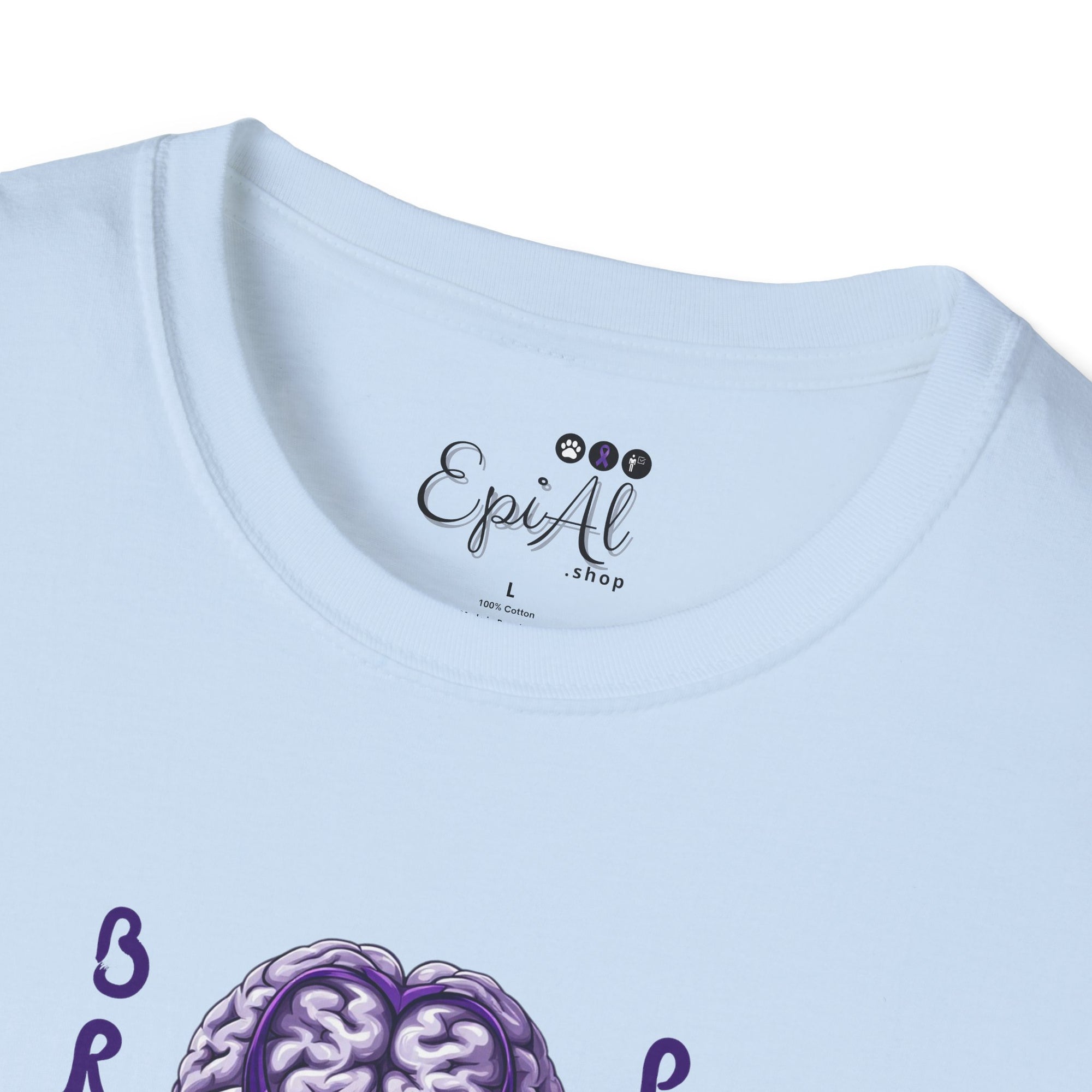 Brain Power Unisex Softstyle T-Shirt, Purple Ribbon Tee
