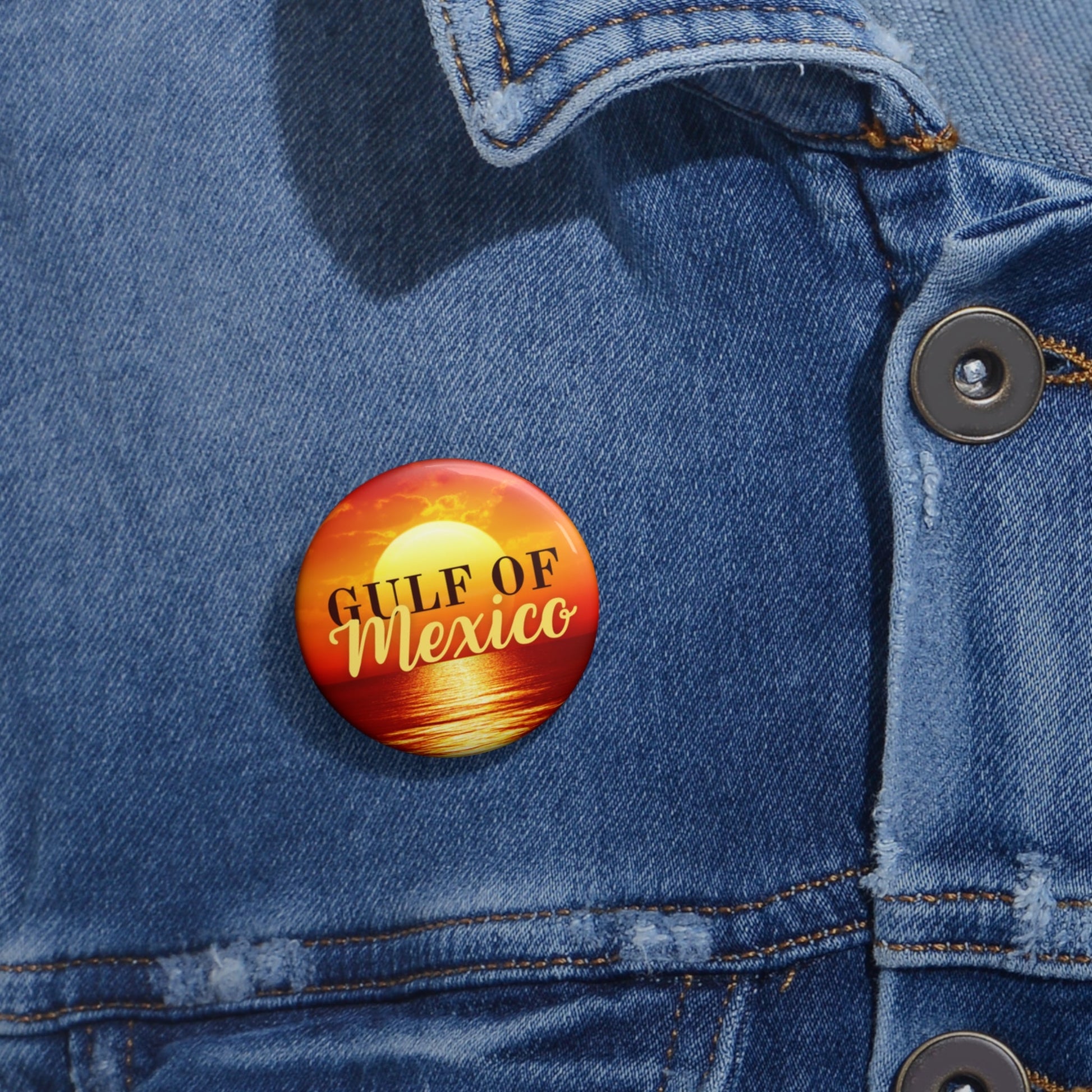 Gulf of Mexico Sunset Pin Buttons Printify