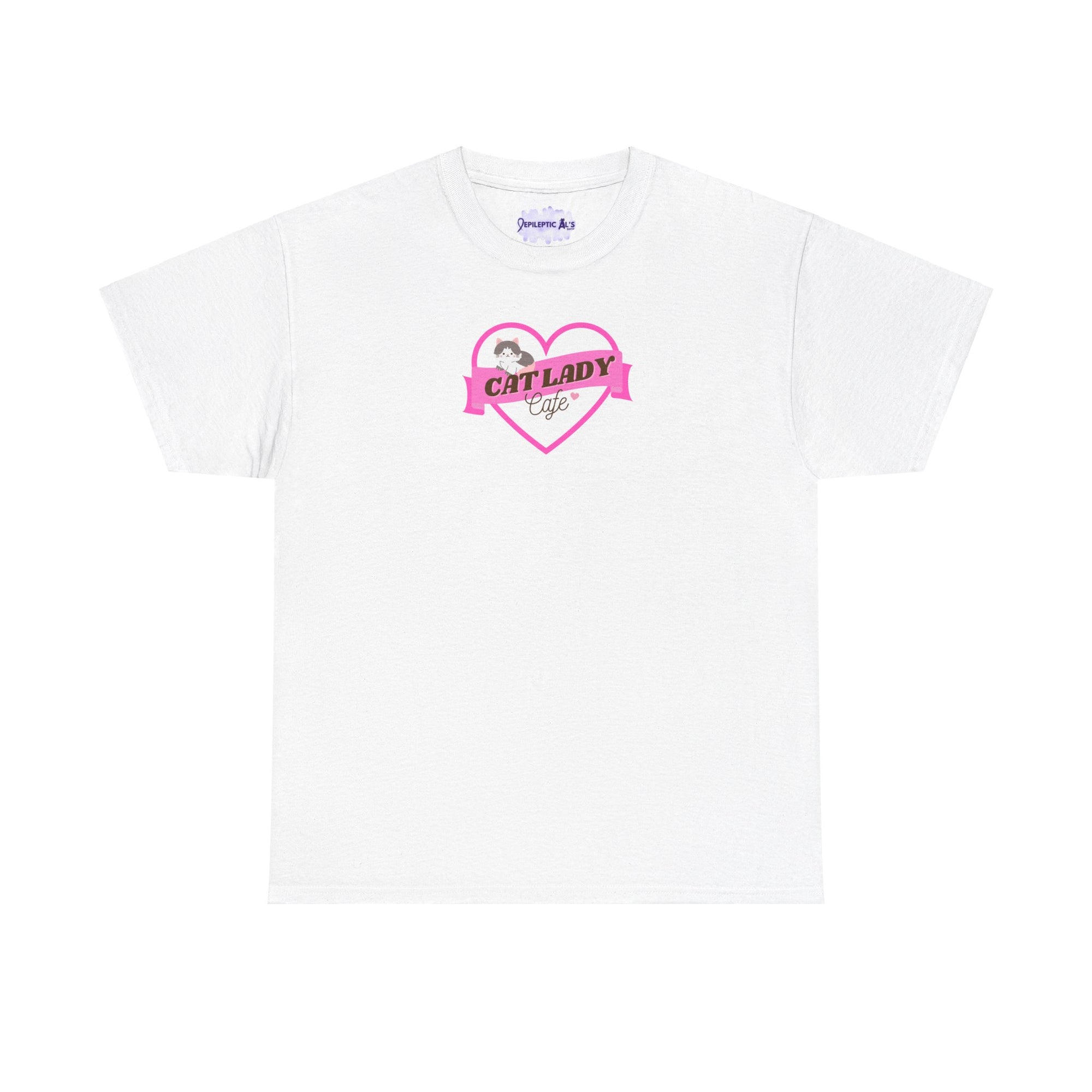 Cat Lady Cafe Unisex Heavy Cotton Tee - T - Shirt - Epileptic Al’s Shop