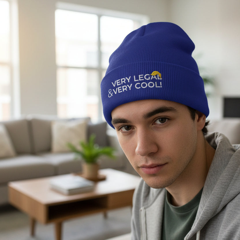 Very Legal & Very Cool Embroidered Knit Beanie – Political Parody Winter Hat