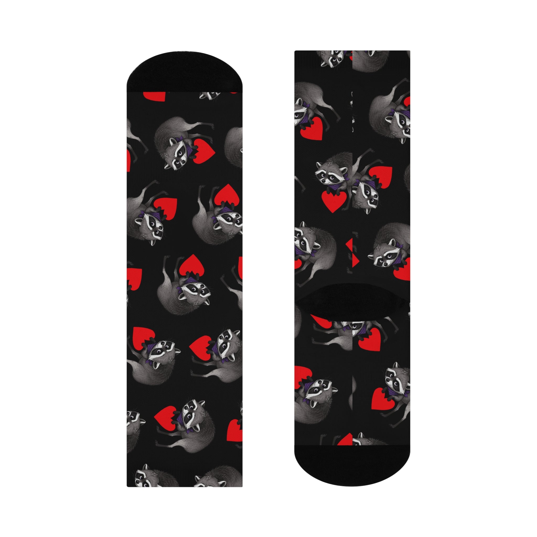 Jimothy Raccoon & Hearts Cushioned Crew Socks