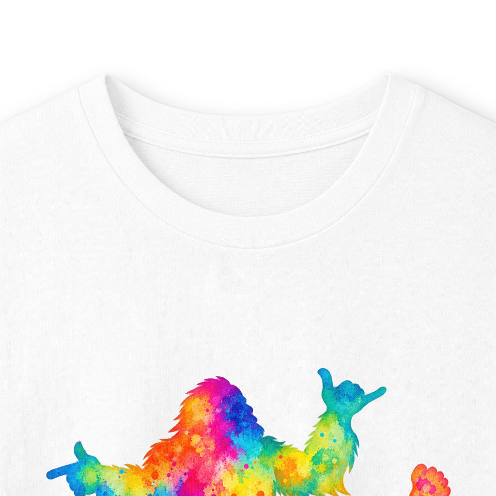 Rainbow Dancing Bigfoot Long Sleeve T-Shirt | Colorful Psychedelic Sasquatch Tee