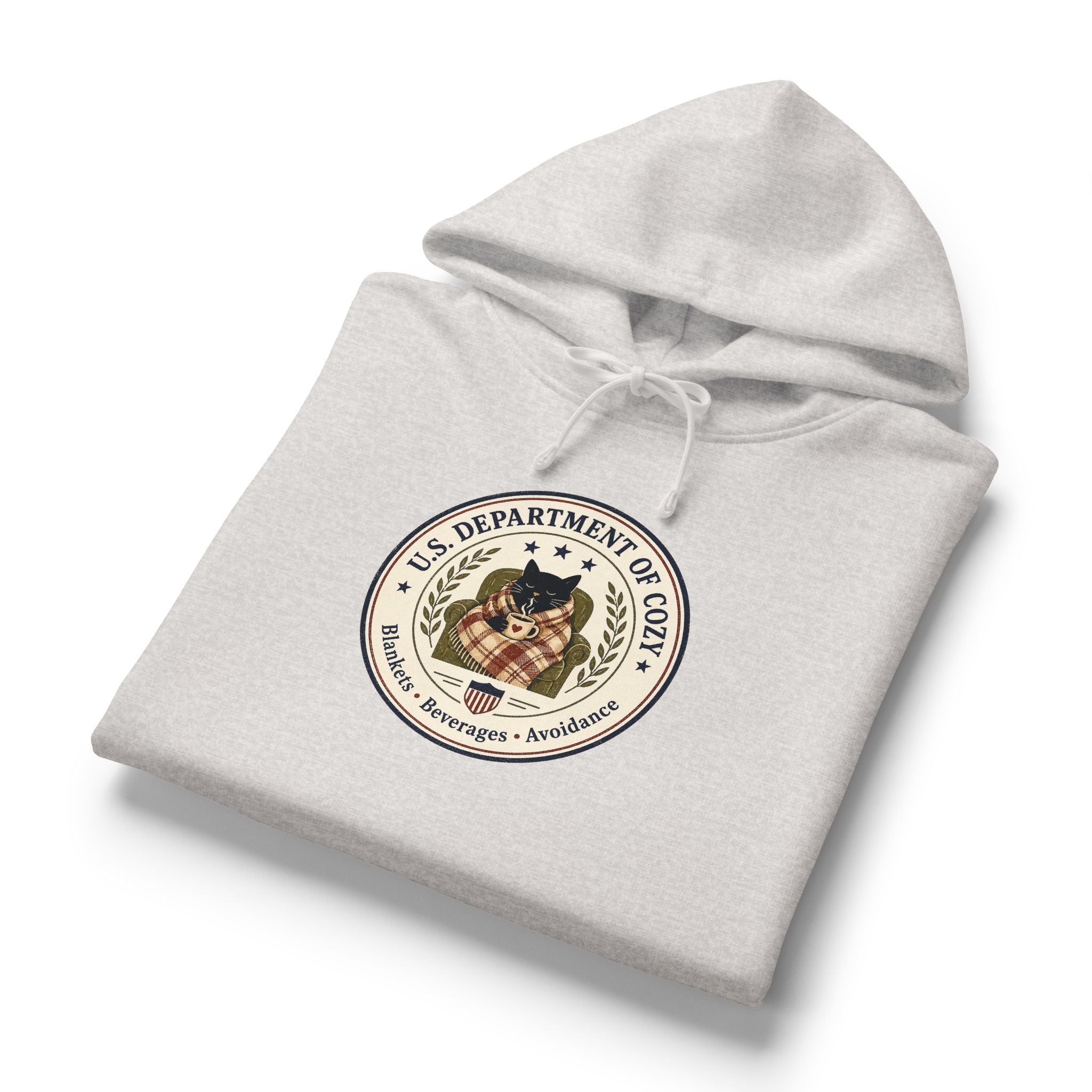 U.S. Department of Cozy Organic Hoodie | Funny Cat Government Parody Sweatshirt