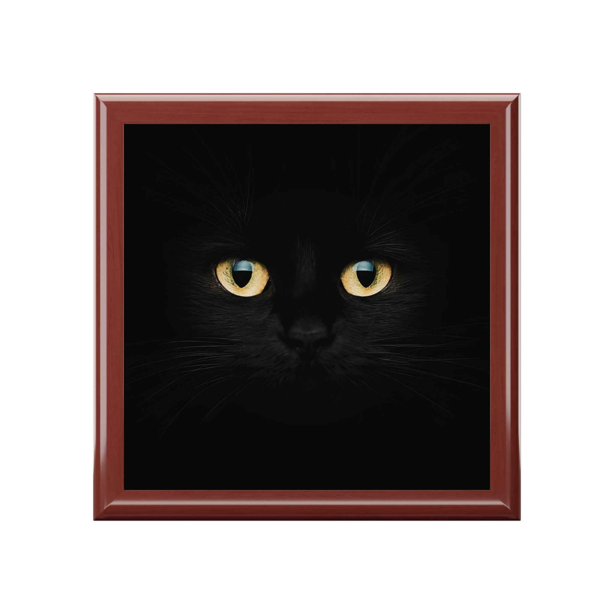 Silent Supervision Black Cat Jewelry Box | Mysterious Cat Keepsake Box