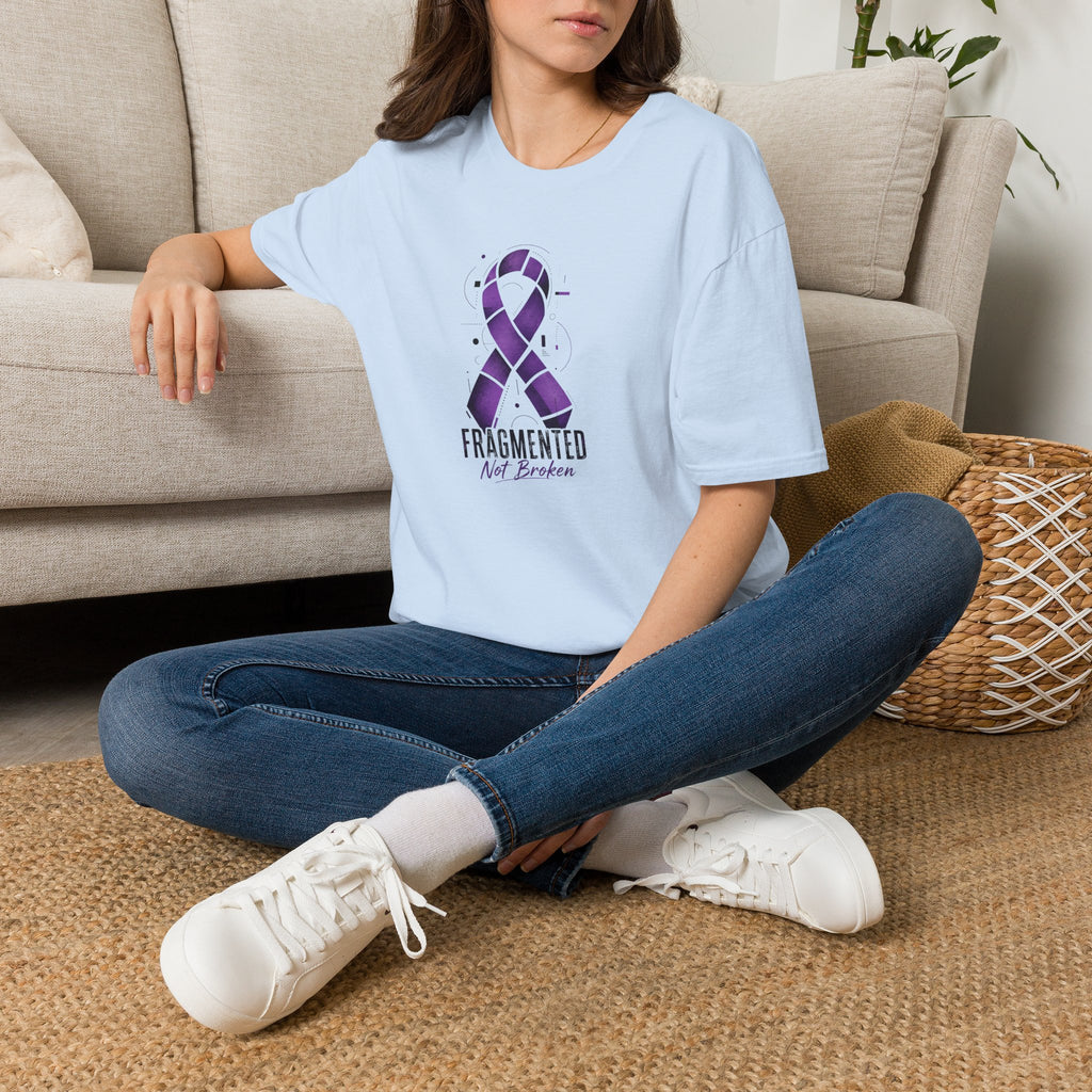 Fragmented, Not Broken Epilepsy Awareness T-Shirt | Purple Ribbon Unisex Graphic Tee