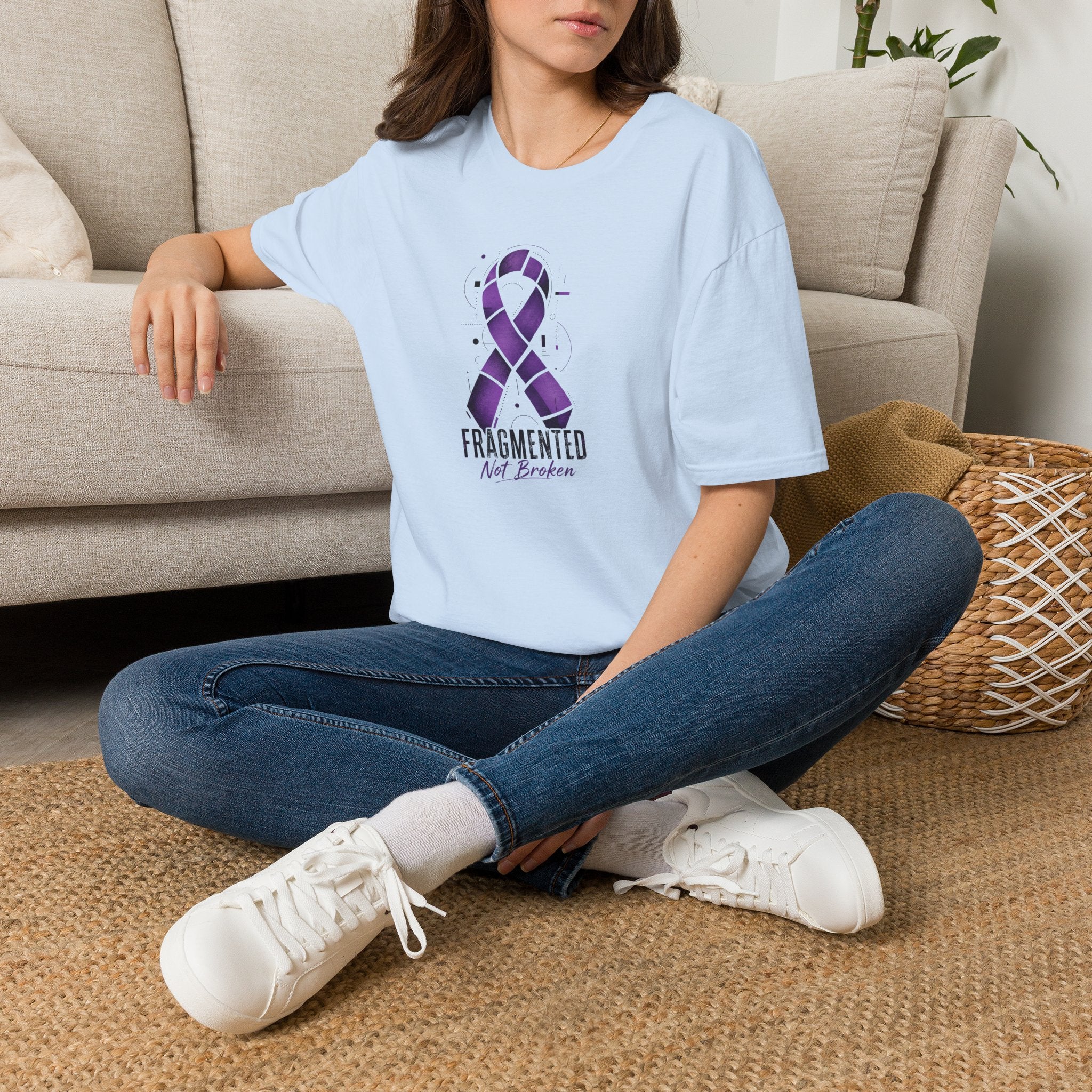 Fragmented, Not Broken Epilepsy Awareness T-Shirt | Purple Ribbon Unisex Graphic Tee