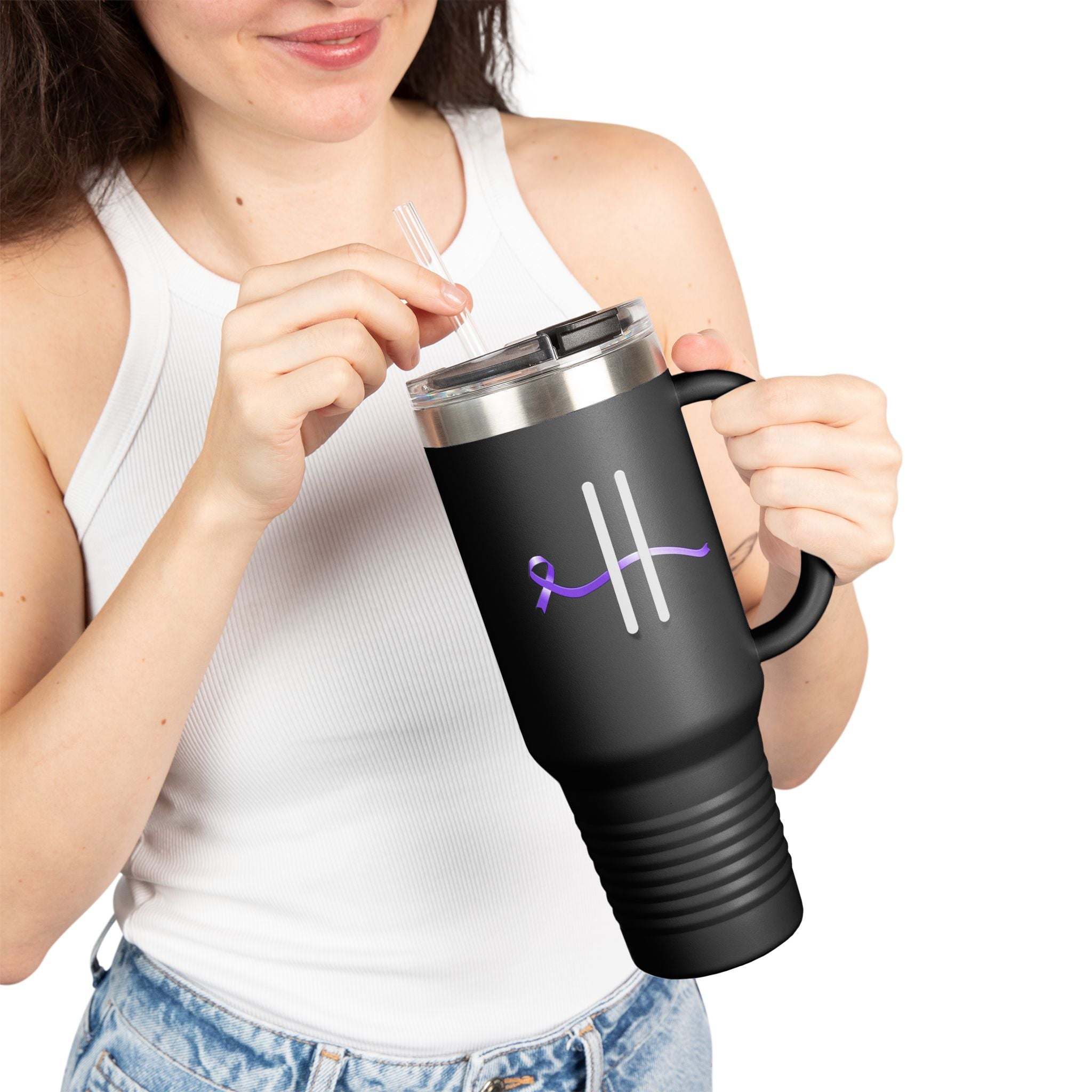 Pause | 40oz Insulated Travel Mug – Subtle Epilepsy Awareness