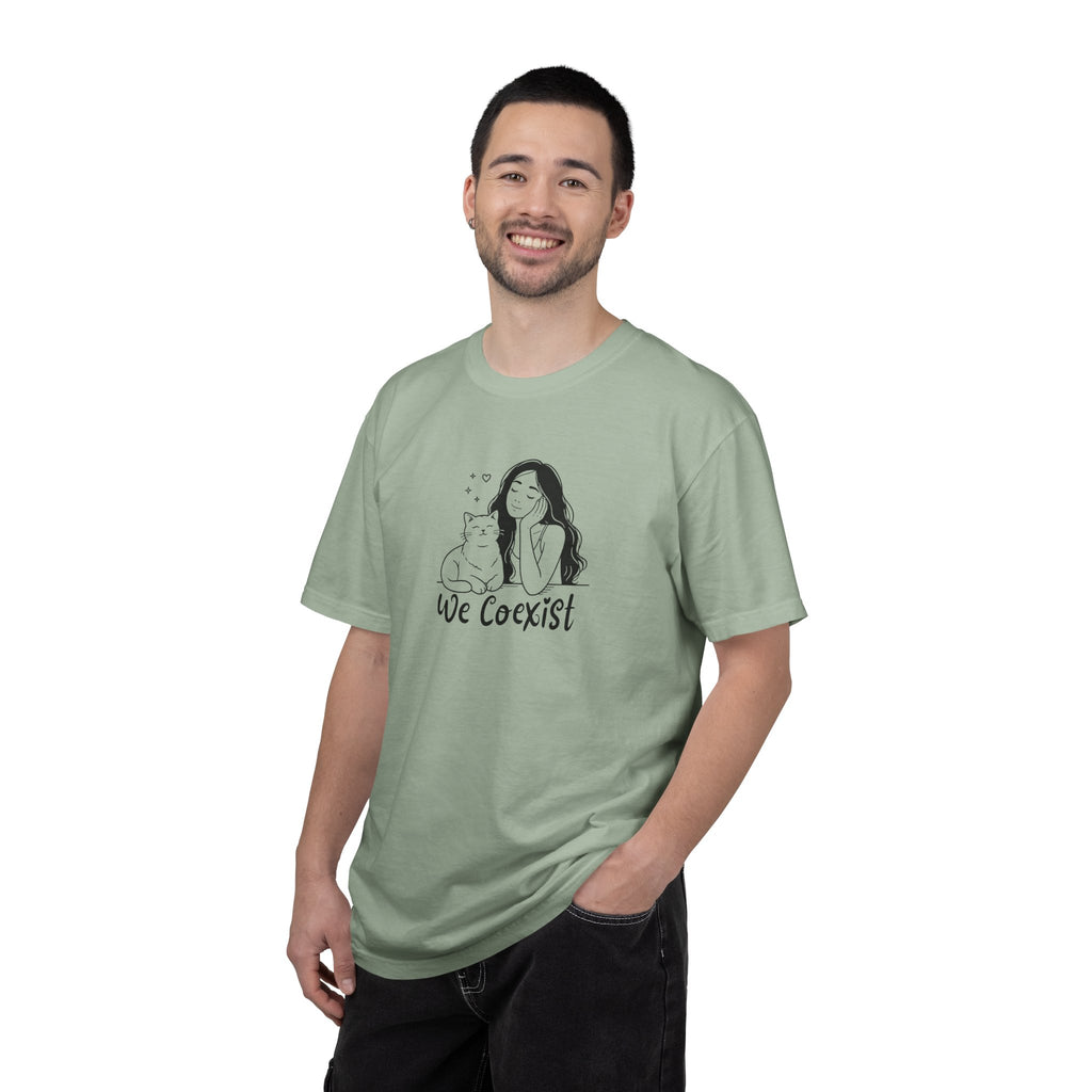 We Coexist T-Shirt – Minimalist Cat Lover Graphic Tee