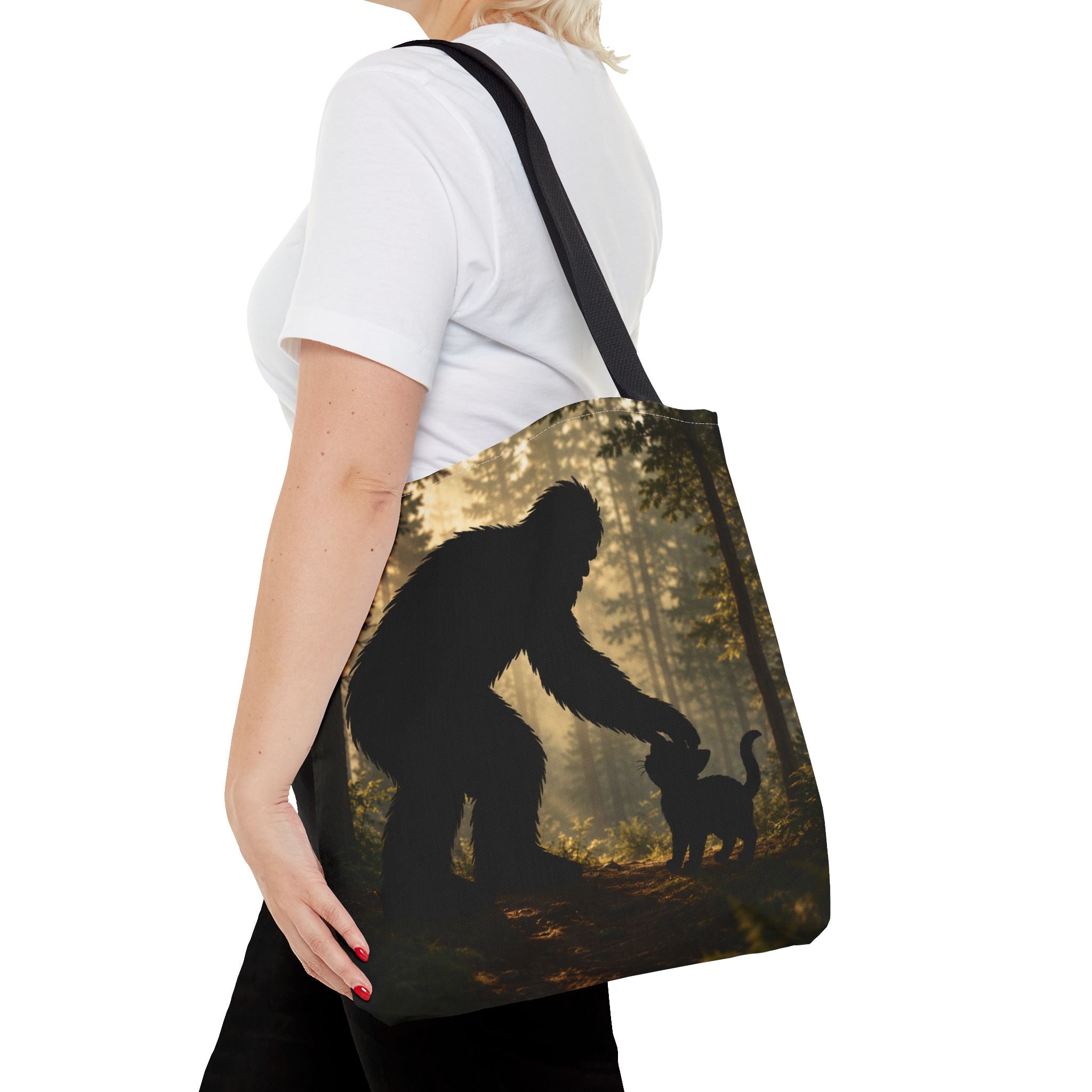 The Cat Saw It, Too Bigfoot & Cat Tote Bag