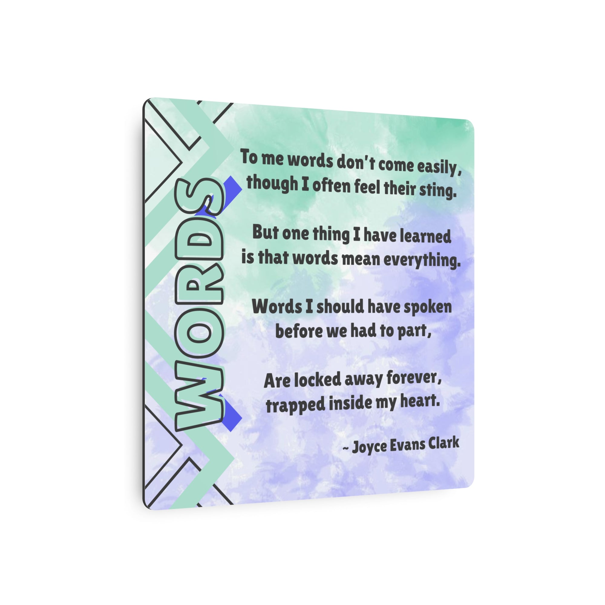 Words Poetry Metal Wall Art Sign, by JEC
