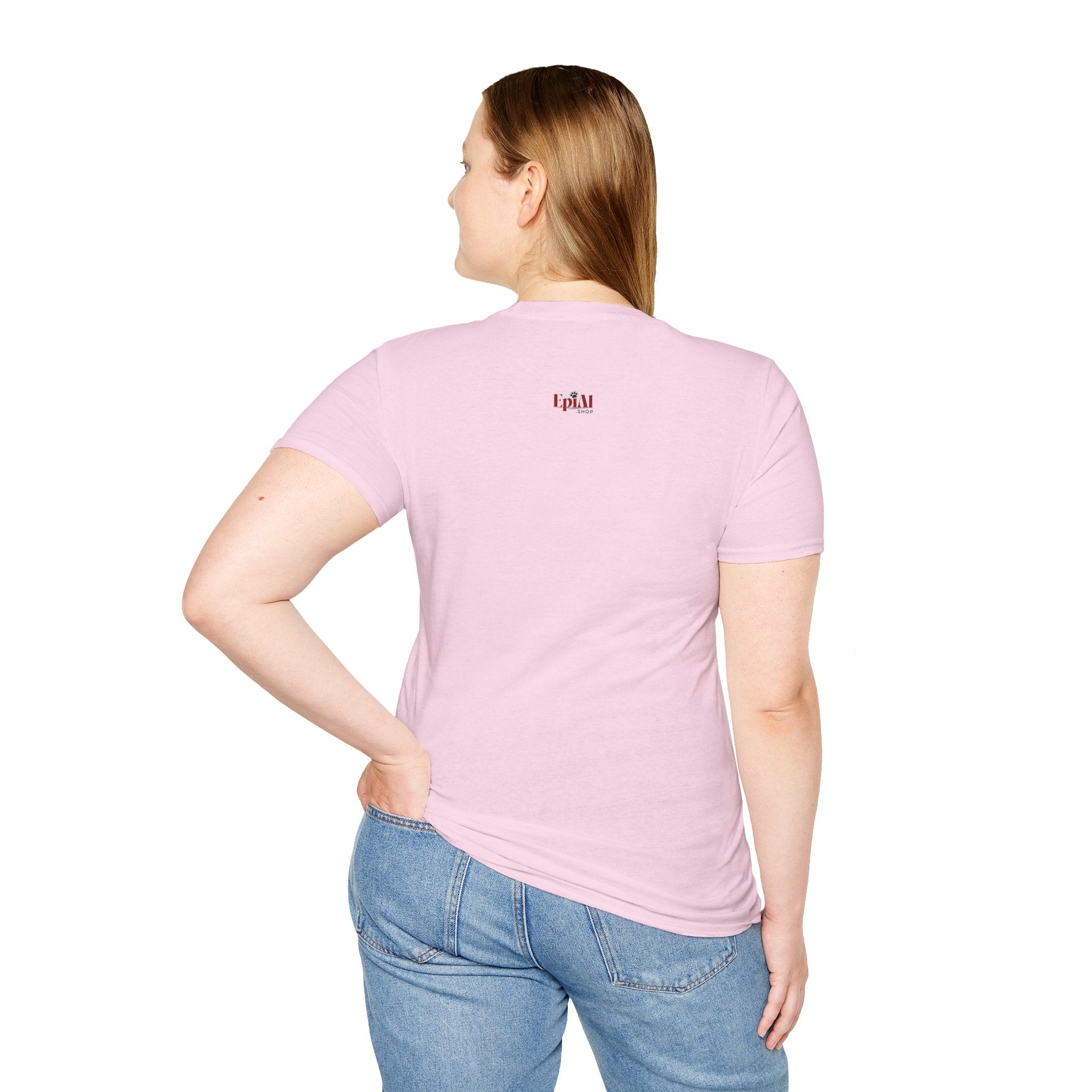 Photo depicting the ​Purrcussionist Unisex Softstyle T-Shirt from EpiAl's Shop.