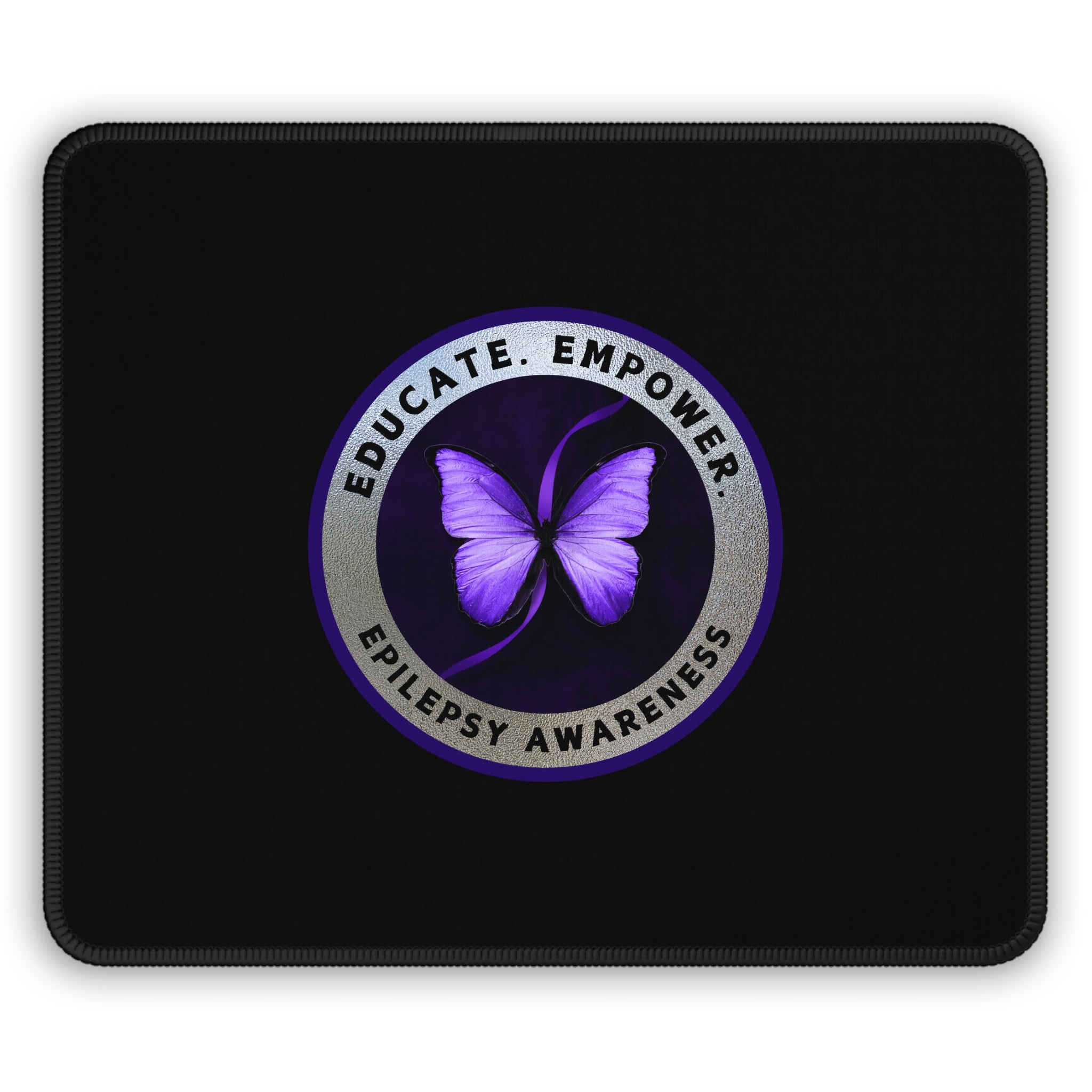Photo depicting the ​Educate Empower Epilepsy Awareness Gaming Mouse Pad from EpiAl's Shop.