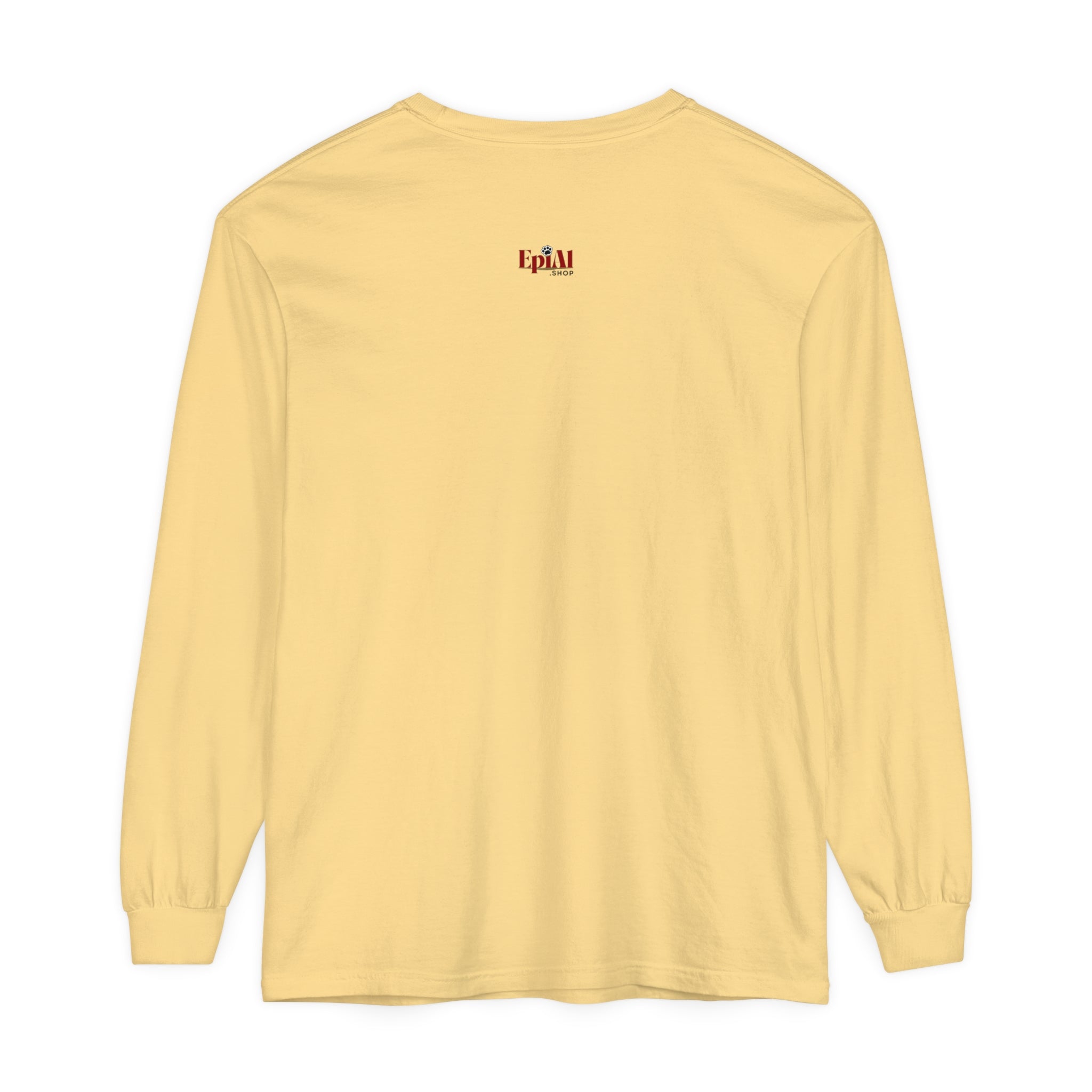 Photo depicting the ​Cat Hair Accessorized Unisex Garment-dyed Long Sleeve T-Shirt from EpiAl's Shop.