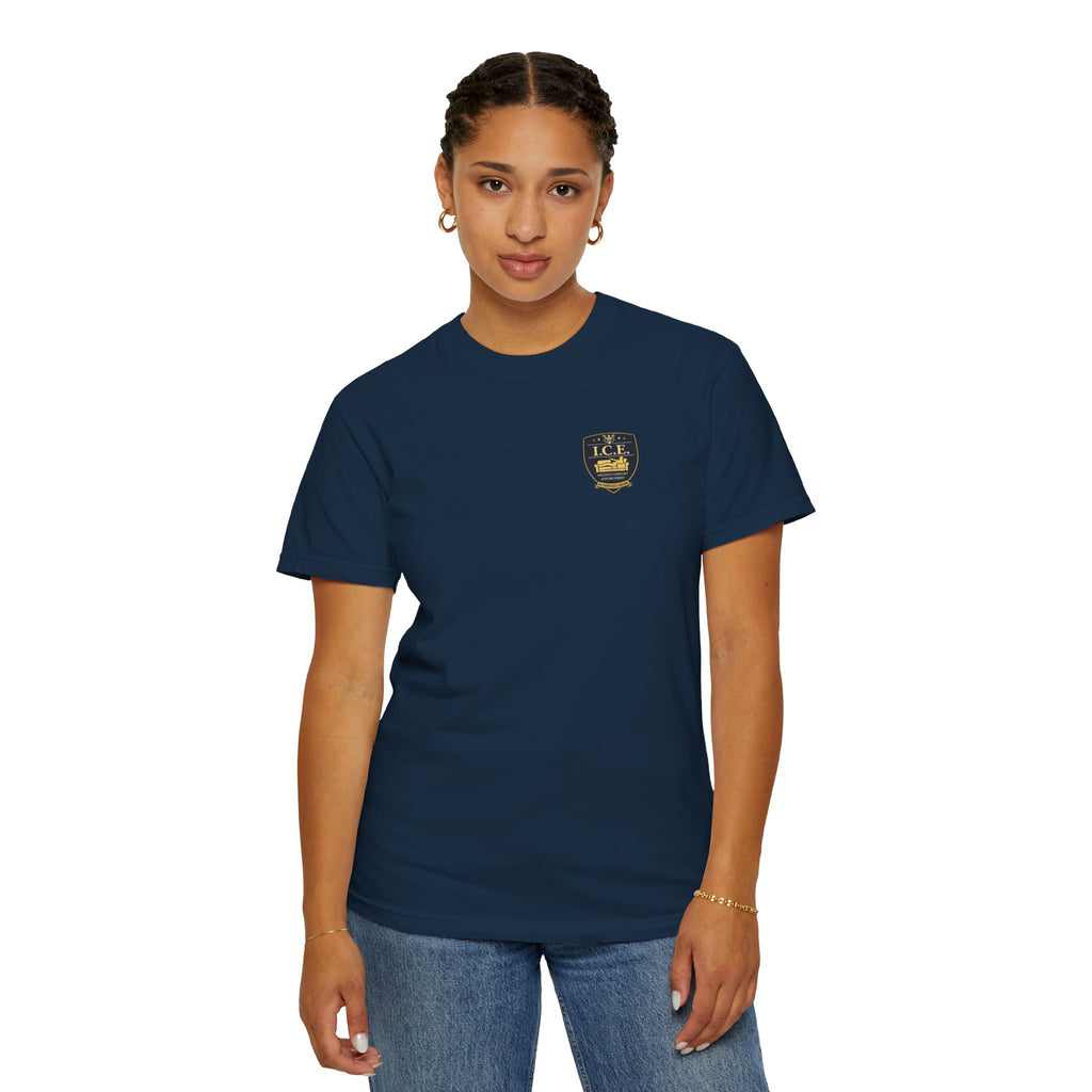 I.C.E. Badge T-Shirt | Institute of Cozy Excellence Parody Tee