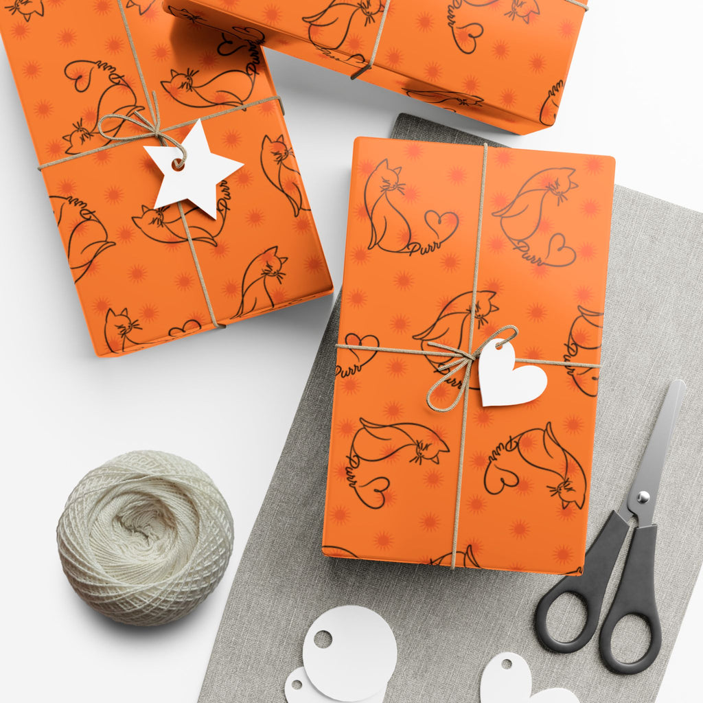 Purr Pattern All-Occasion Gift Wrap – Cat Line Art Wrapping Paper