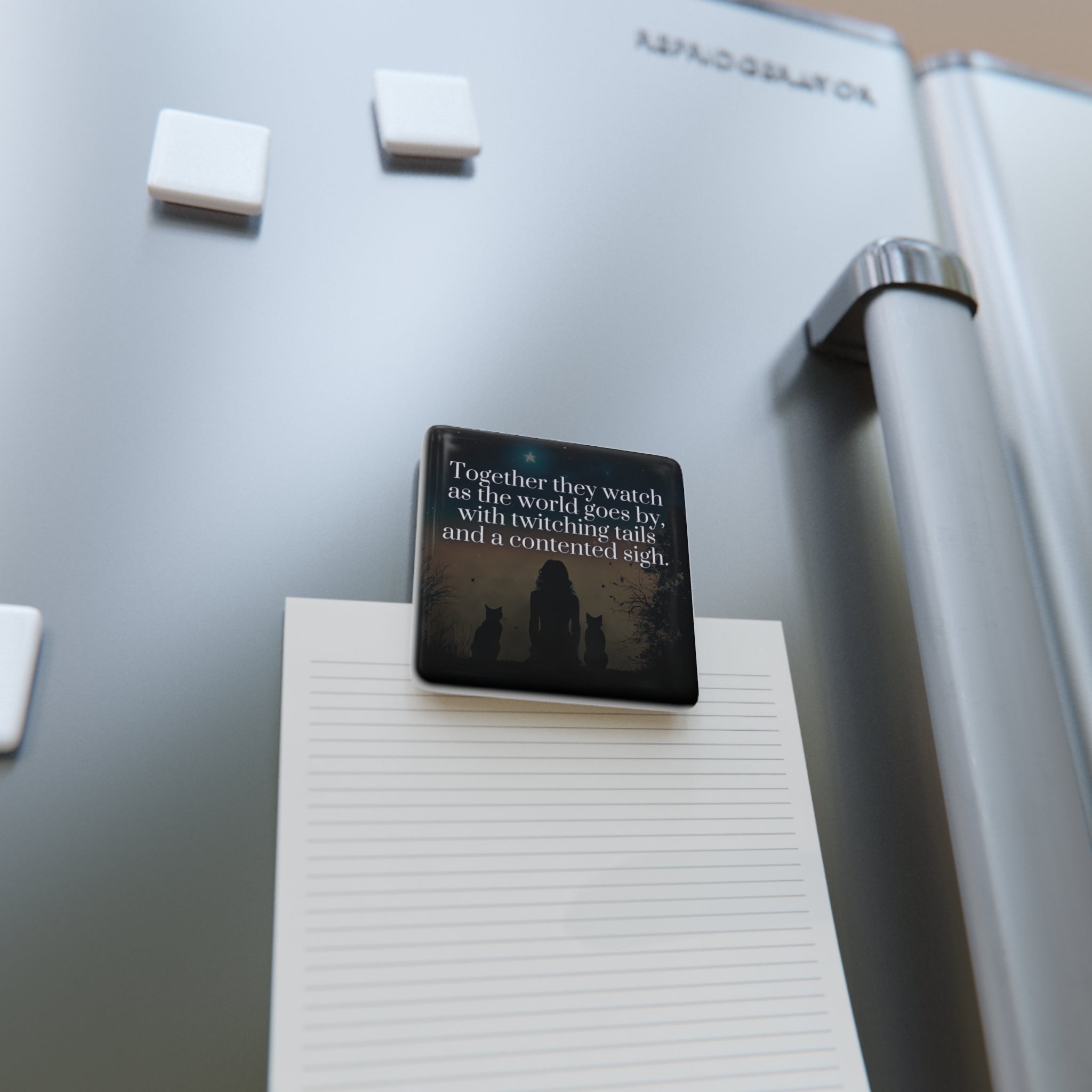 Photo depicting the ​Twitching Tails & Contented Sighs Porcelain Magnet, Square from EpiAl's Shop.