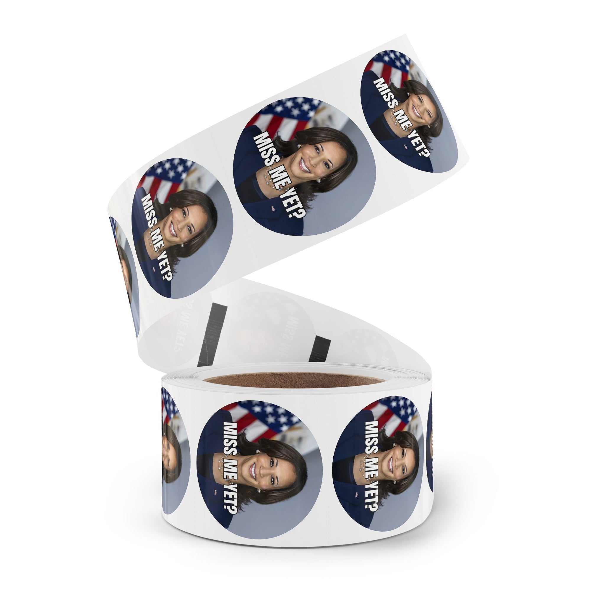 Political Round Sticker Rolls - Kamala 'Miss Me Yet?'
