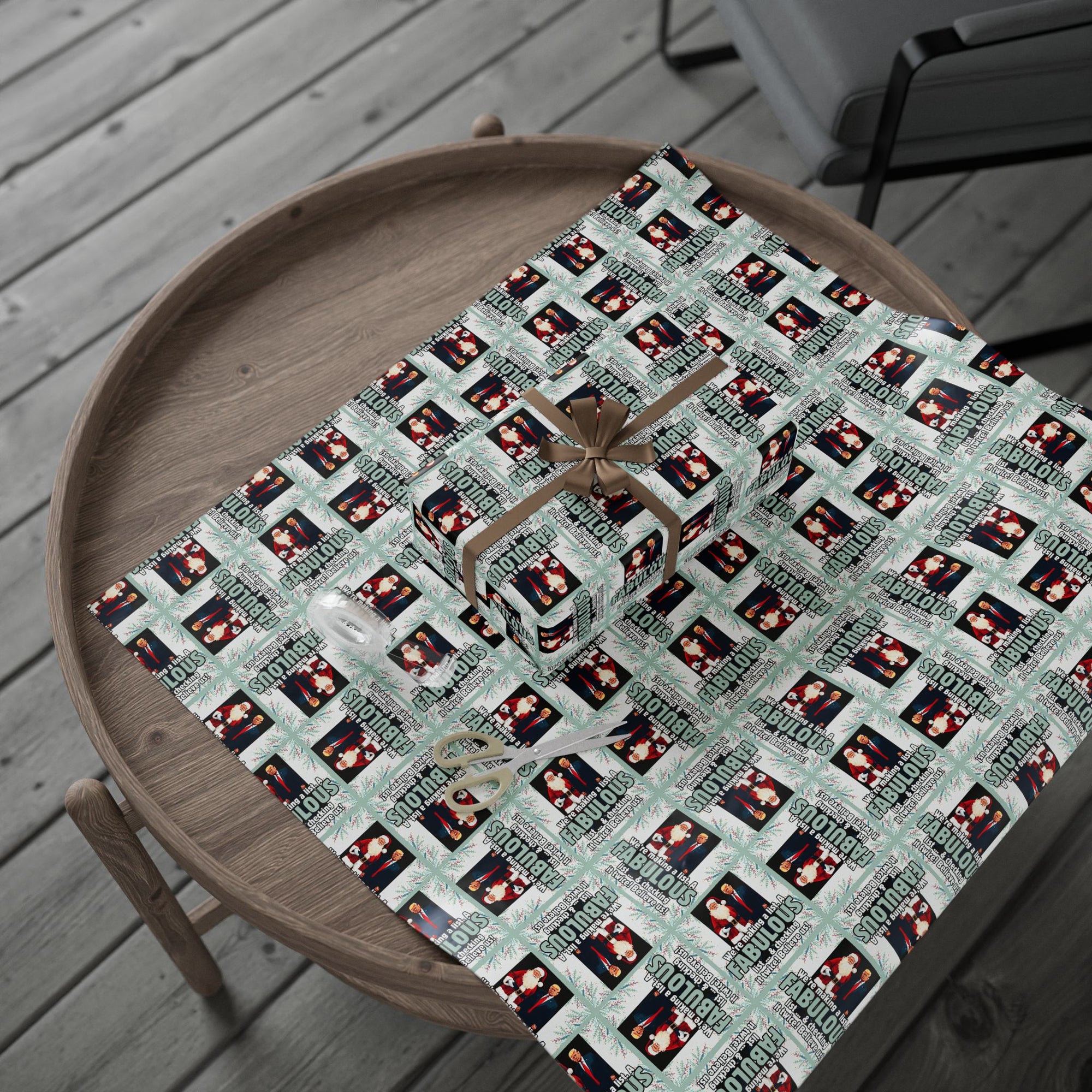 Trump Santa Fabulous List Wrapping Paper Roll