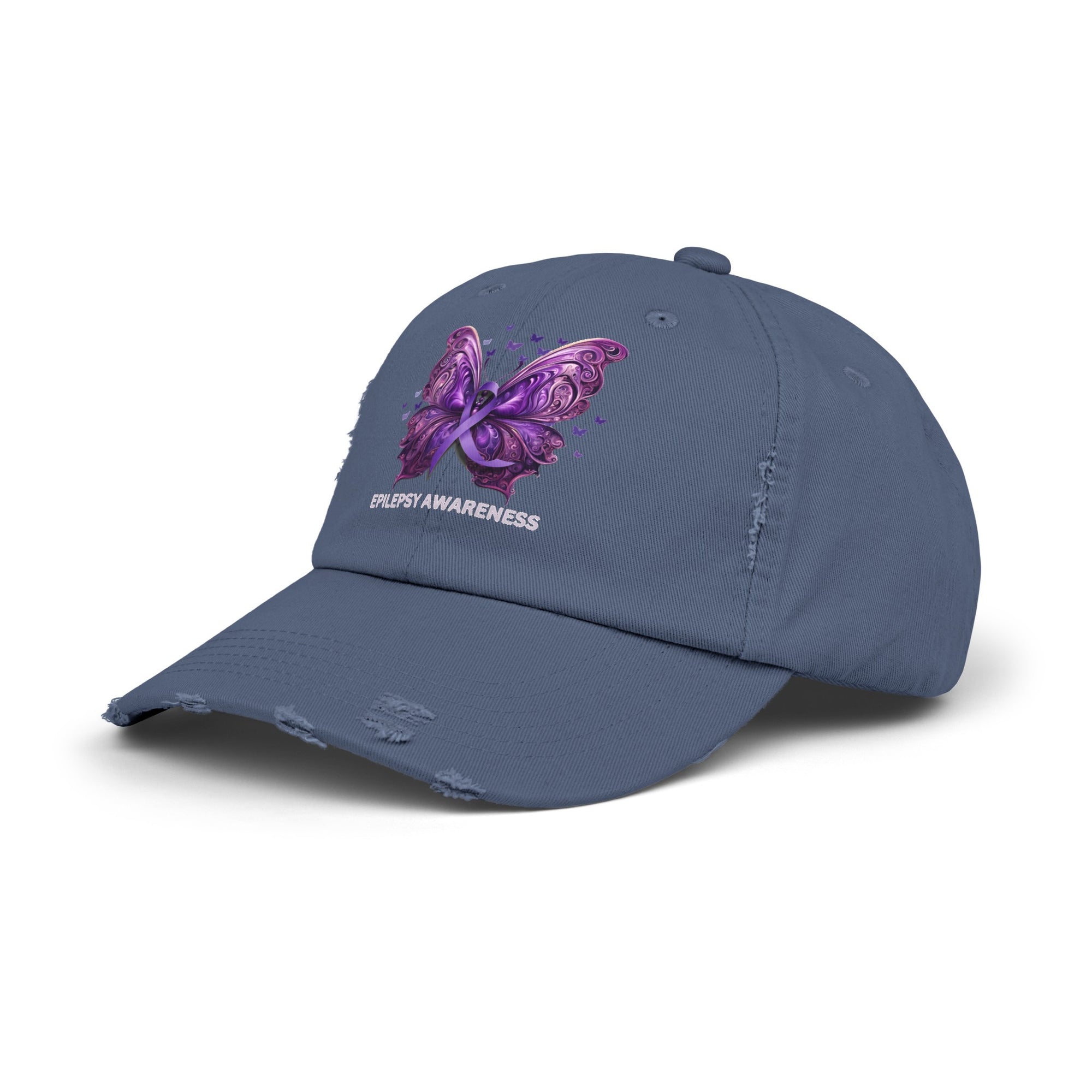 Epilepsy Butterfly Unisex Distressed Cap - Hats - Epileptic Al’s Shop