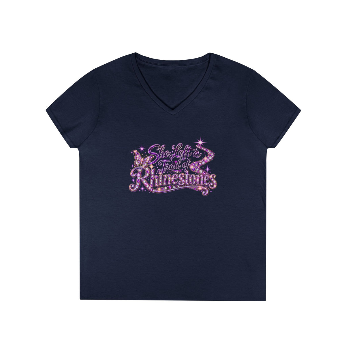 She Left a Trail of Rhinestones V-Neck T-Shirt