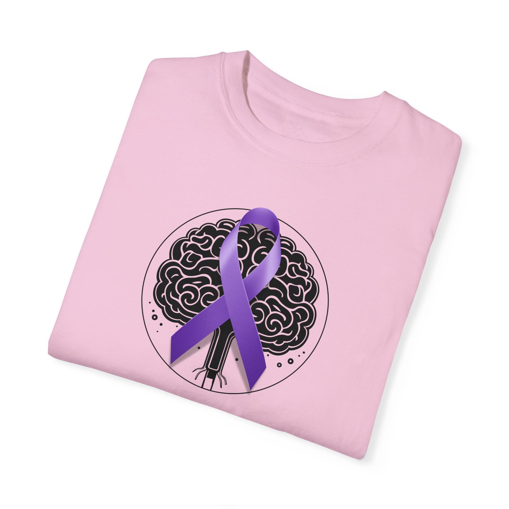 Purple Ribbon Brain Unisex Garment - Dyed T - shirt - T - Shirt - Epileptic Al’s Shop