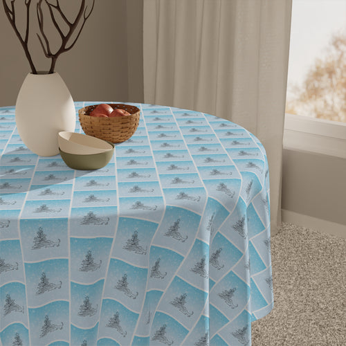 Photo depicting the ​Abstract Kitty Christmas Tablecloth from EpiAl's Shop.