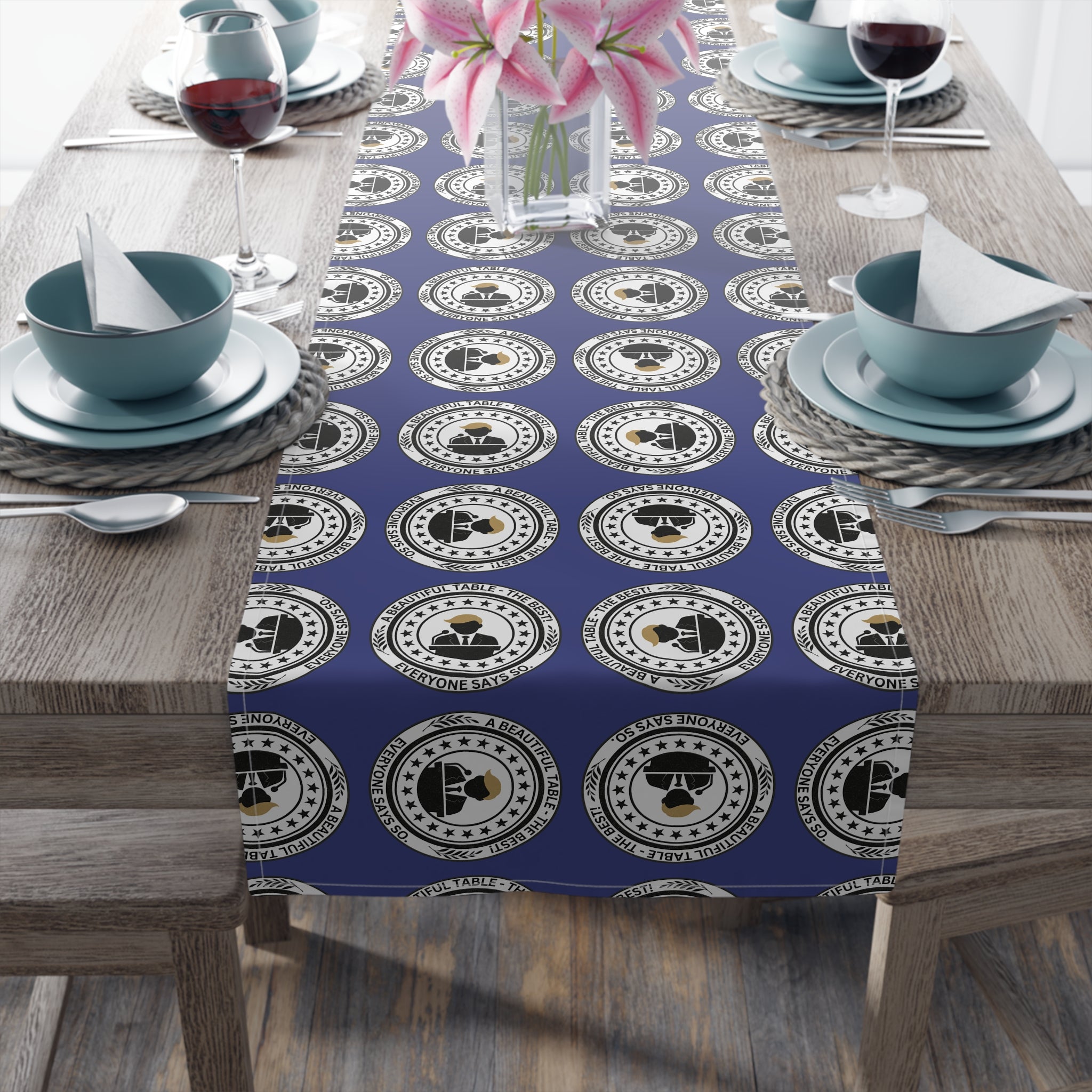 A Beautiful Table Table Runner – Faux Official Parody Seal Pattern