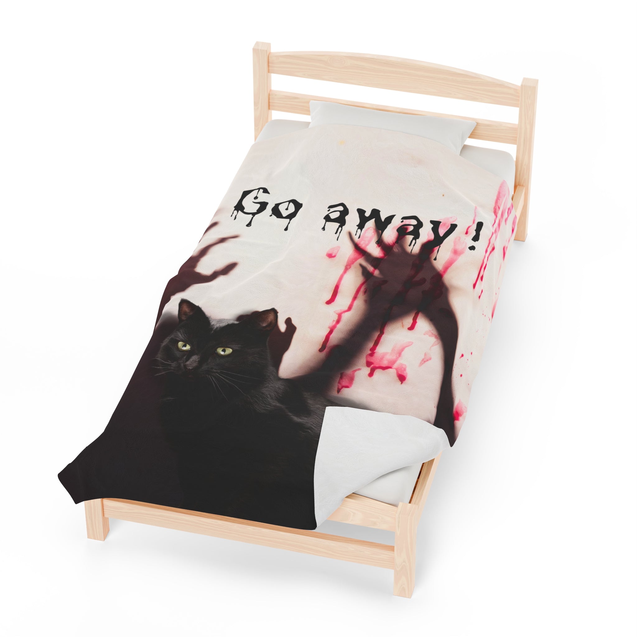 Photo depicting the ​Go Away Velveteen Plush Blanket from EpiAl's Shop.