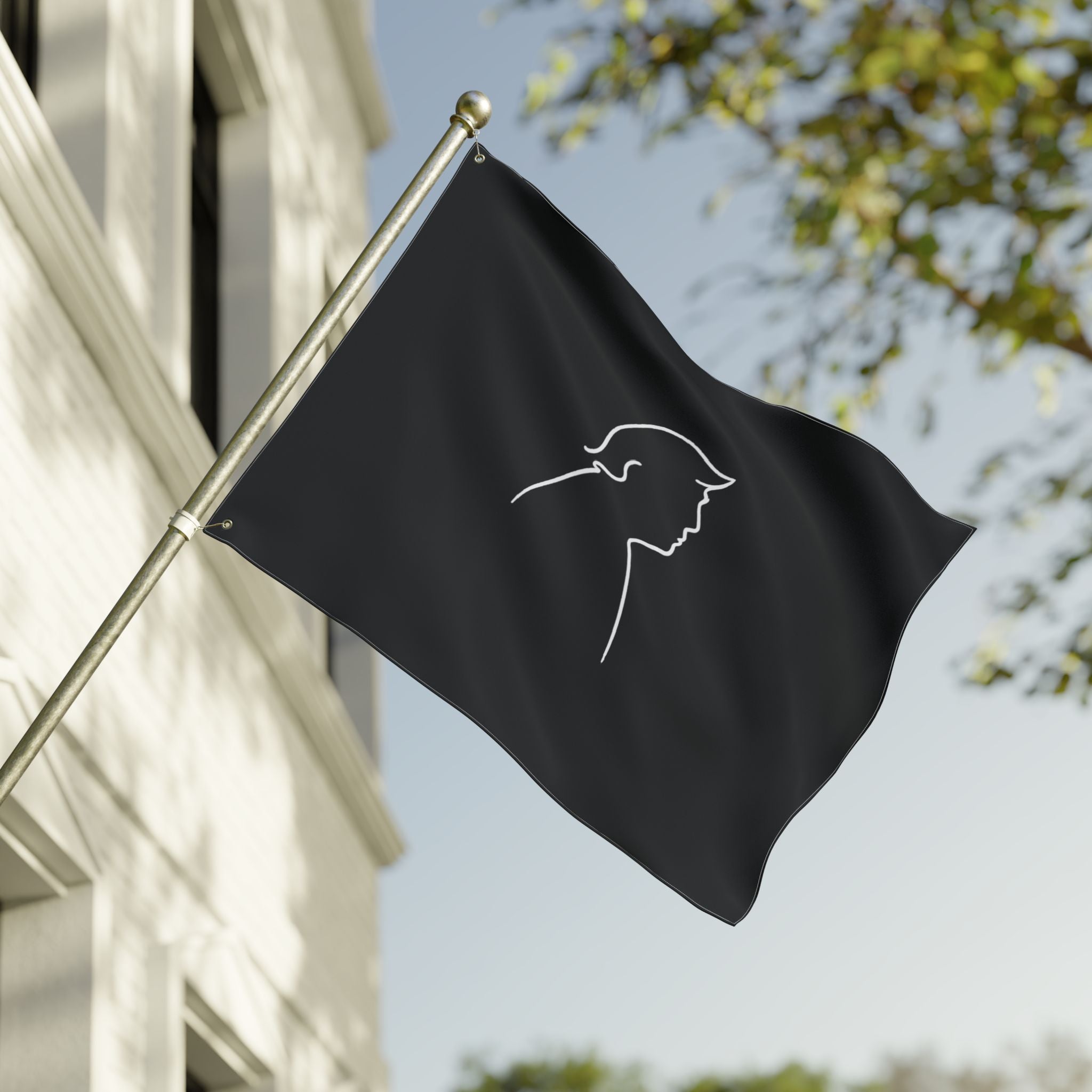 Minimalist Line Portrait Flag – Modern Political Parody Design